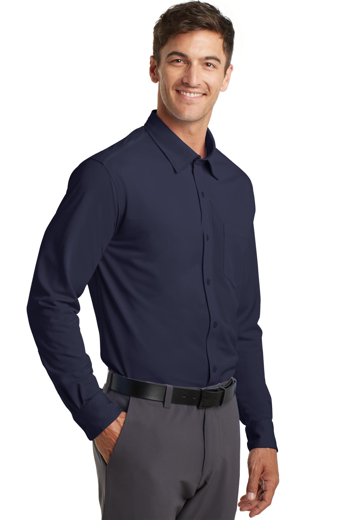 Dark Navy Port Authority Dimension Knit Dress Shirt. K570