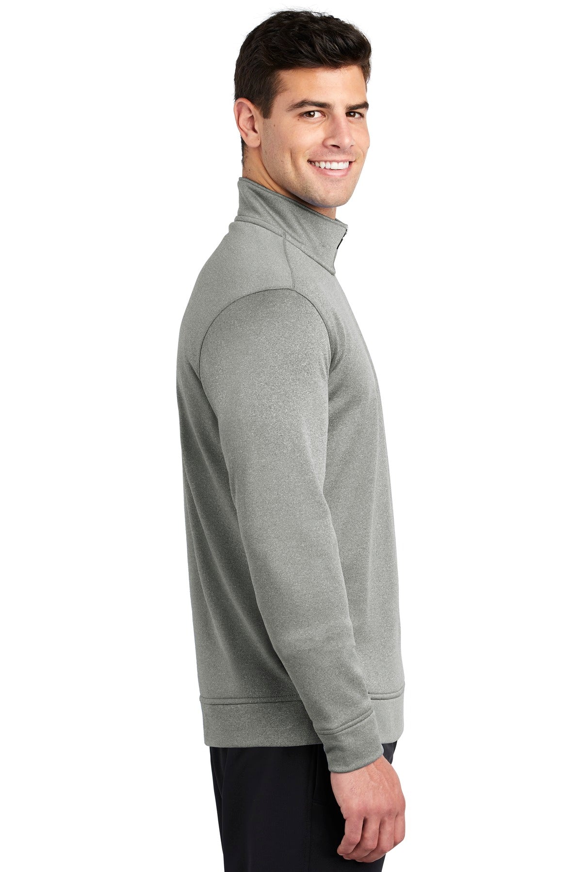Dark Silver He Sport-Tek PosiCharge Sport-Wick Heather Fleece 1/4-Zip Pullover. ST263