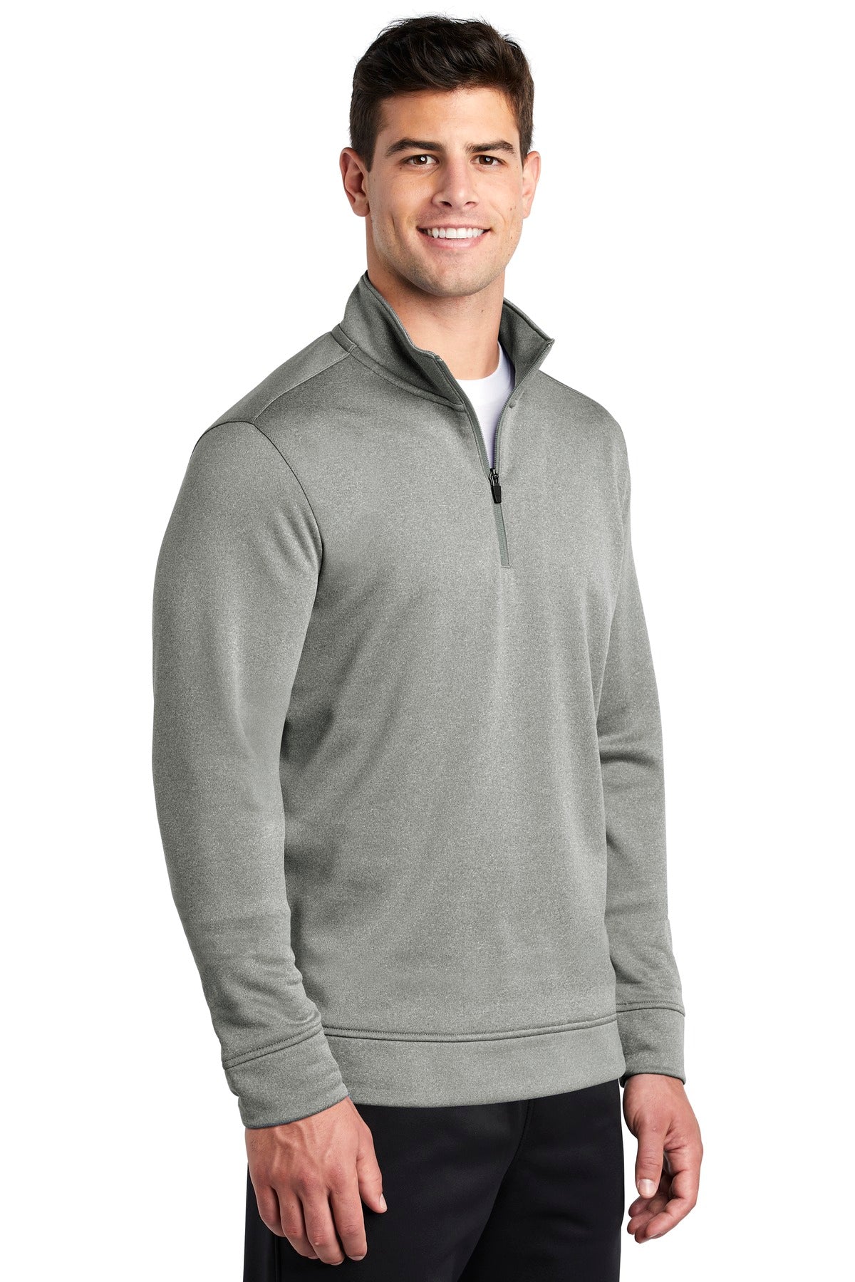 Dark Silver He Sport-Tek PosiCharge Sport-Wick Heather Fleece 1/4-Zip Pullover. ST263
