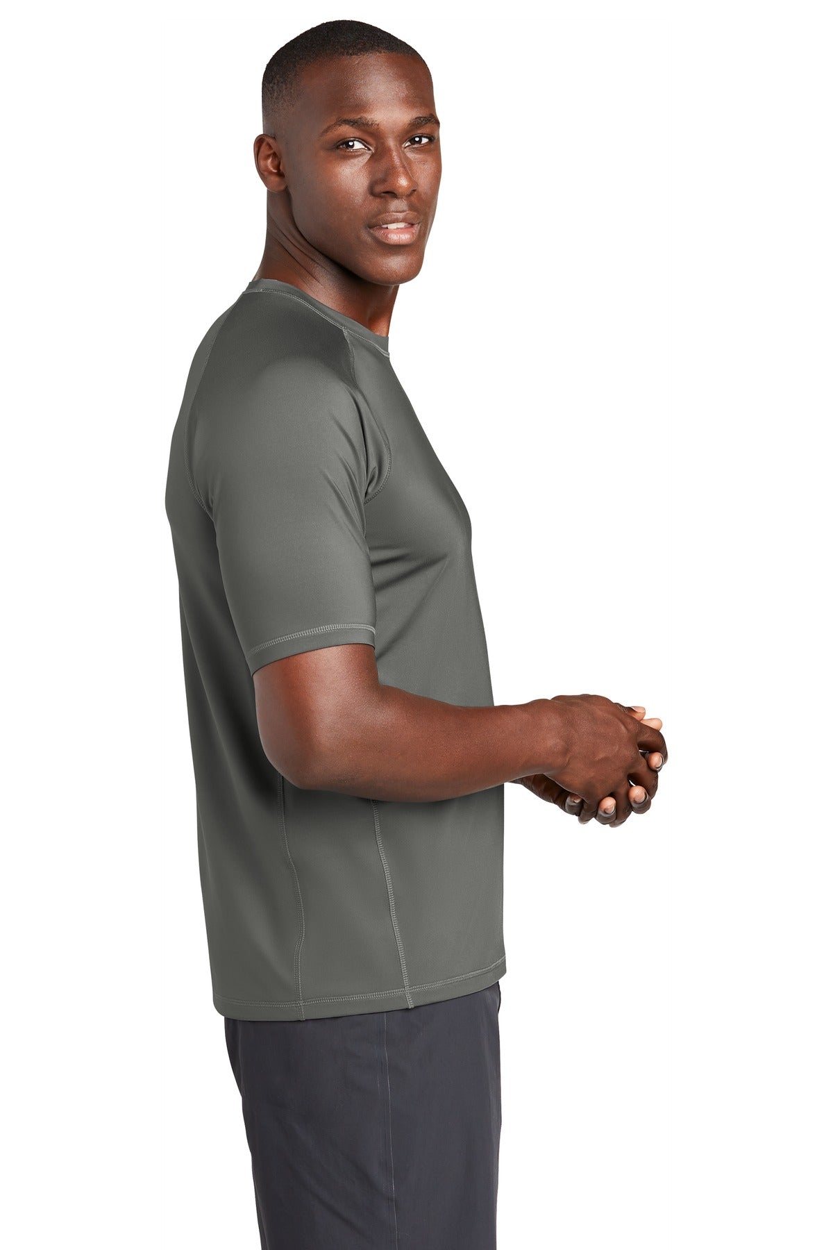 Dark Smoke Gry Sport-Tek Rashguard Tee. ST470