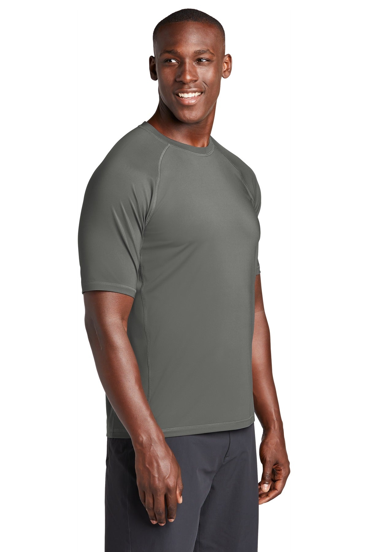 Dark Smoke Gry Sport-Tek Rashguard Tee. ST470