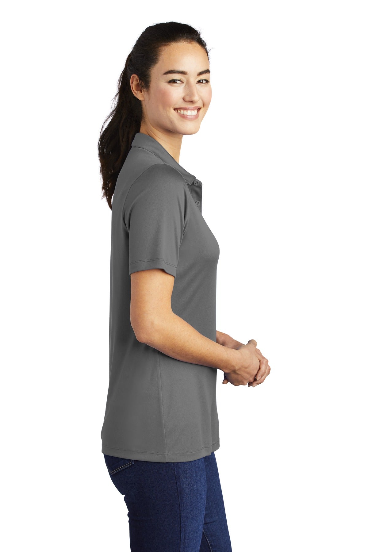 Dark Smoke Gry Sport-Tek Women's Posi-UV Pro Polo. LST520