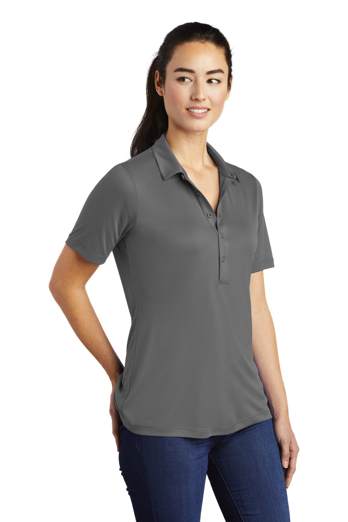 Dark Smoke Gry Sport-Tek Women's Posi-UV Pro Polo. LST520