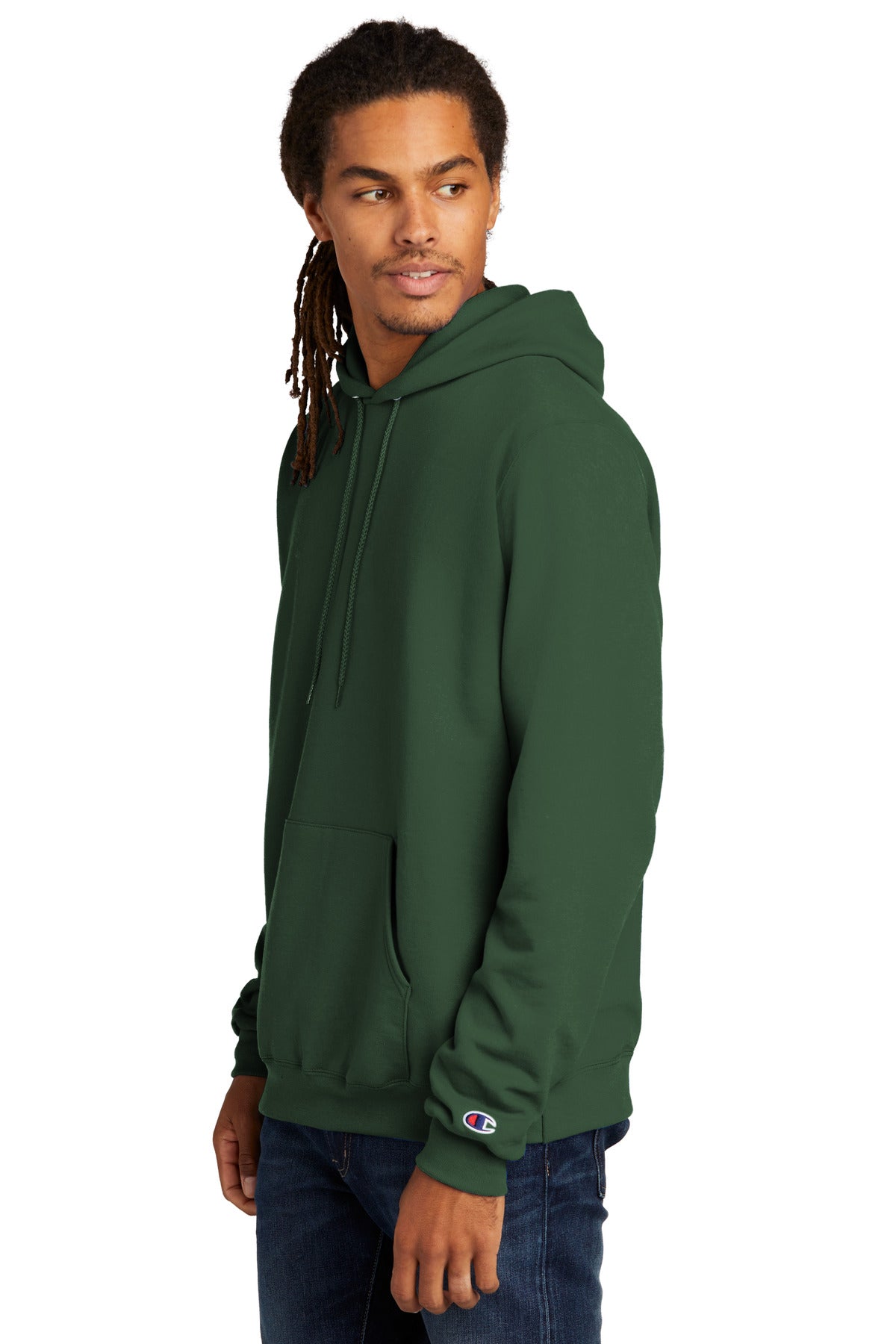 DarkGreen Champion Powerblend Pullover Hoodie. S700
