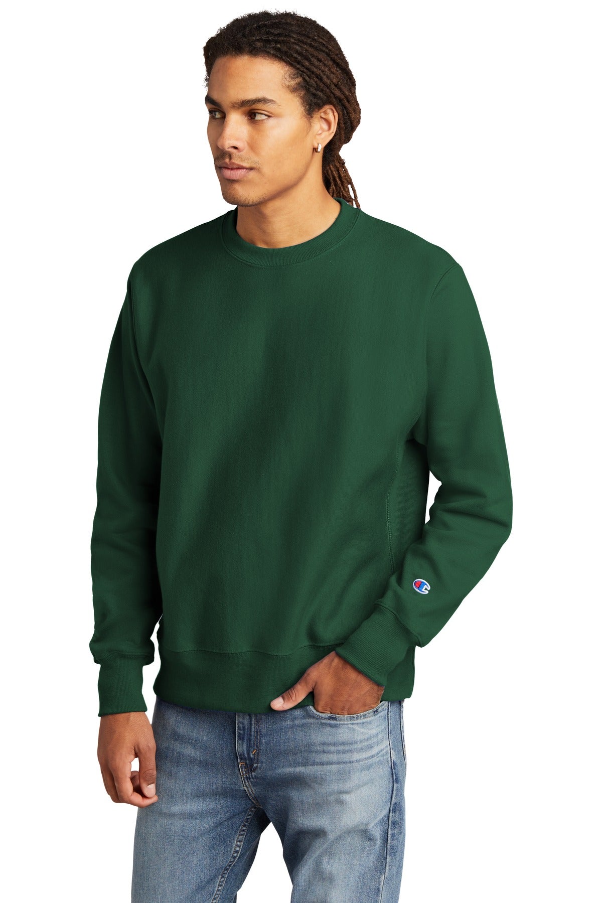 DarkGreen Champion Reverse Weave Crewneck Sweatshirt S149