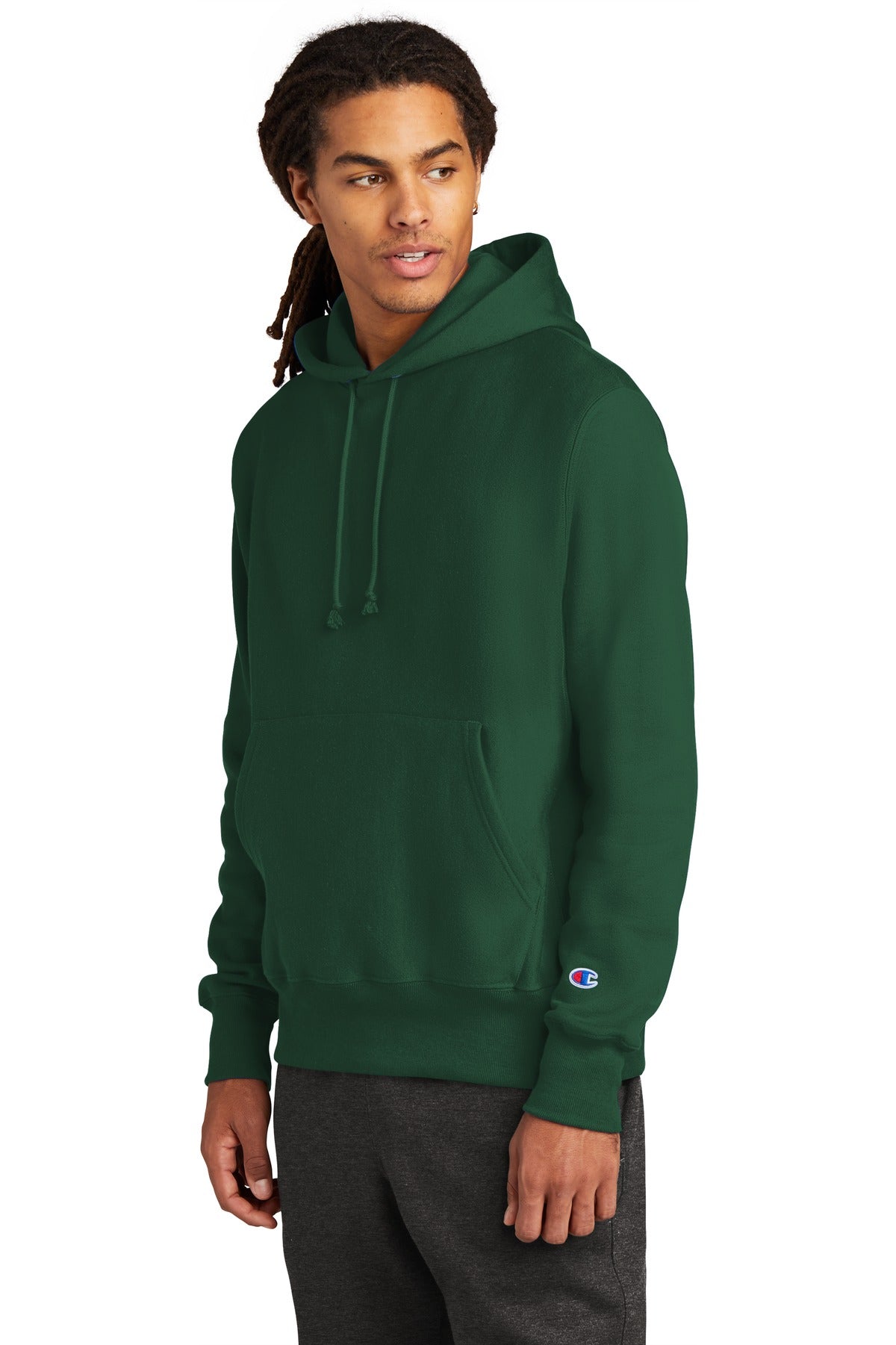 DarkGreen Champion Reverse Weave Hooded Sweatshirt S101