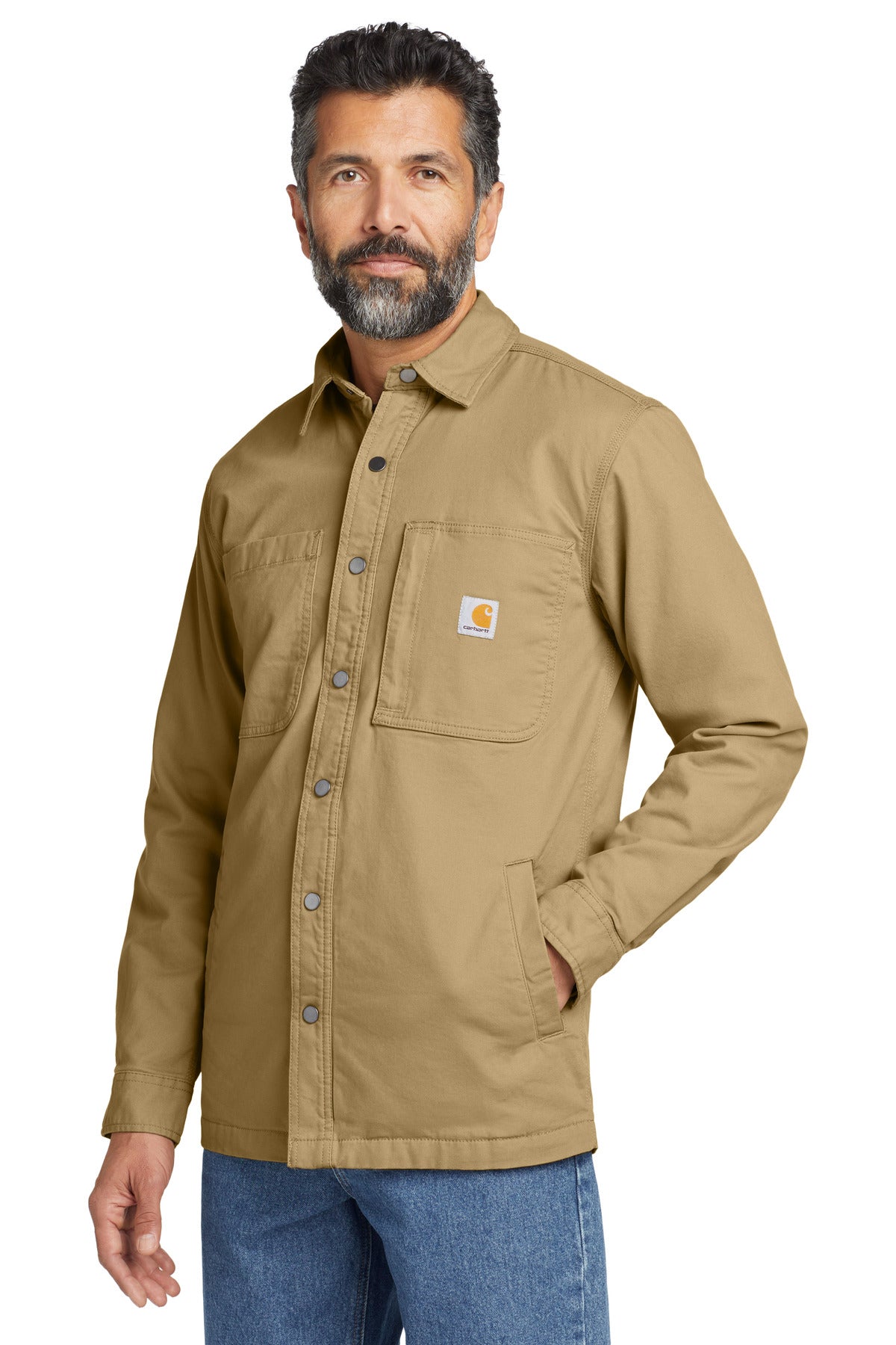 DarkKhaki Carhartt Rugged Flex Fleece-Lined Shirt Jac CT105532