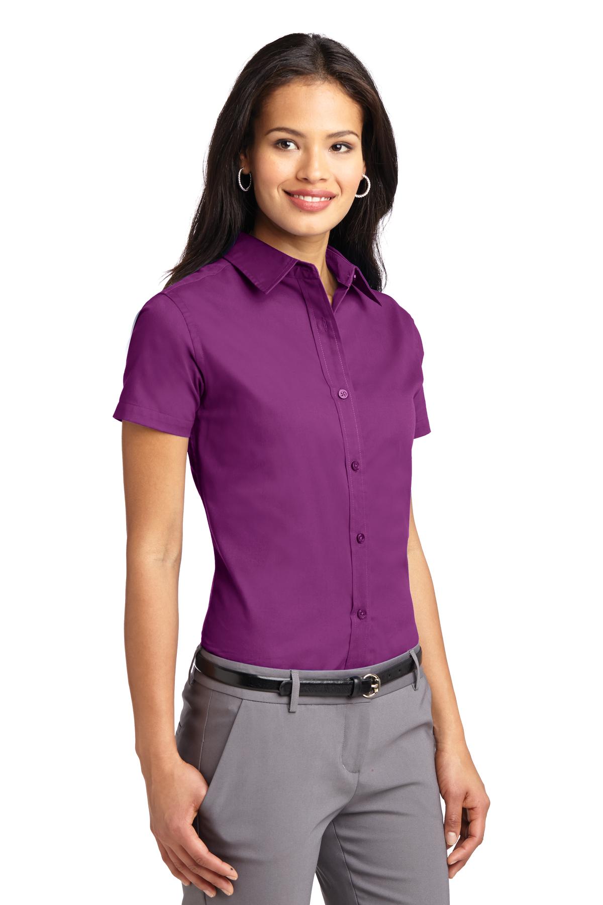 Deep Berry Port Authority Women's Short Sleeve Easy Care Shirt. L508