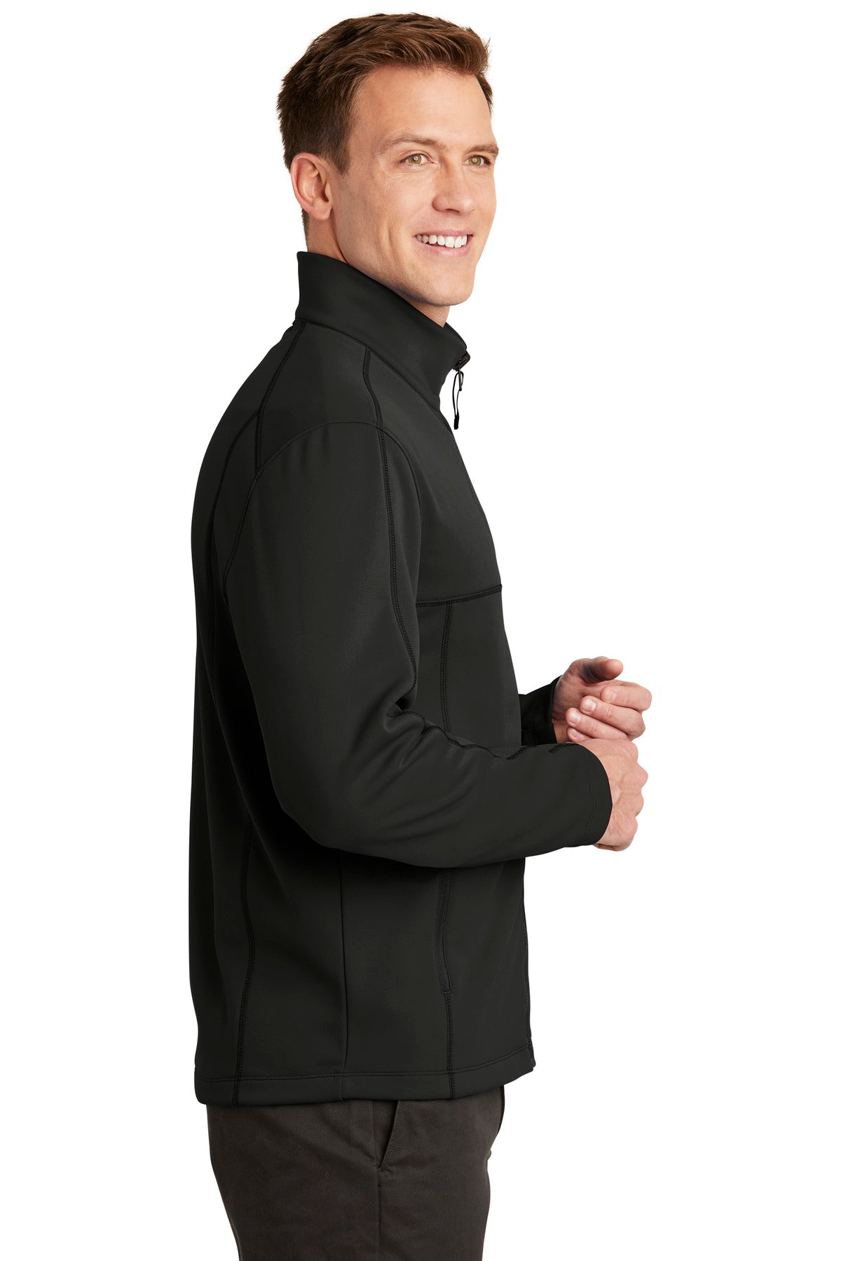 Deep Black Port Authority Collective Smooth Fleece Jacket. F904