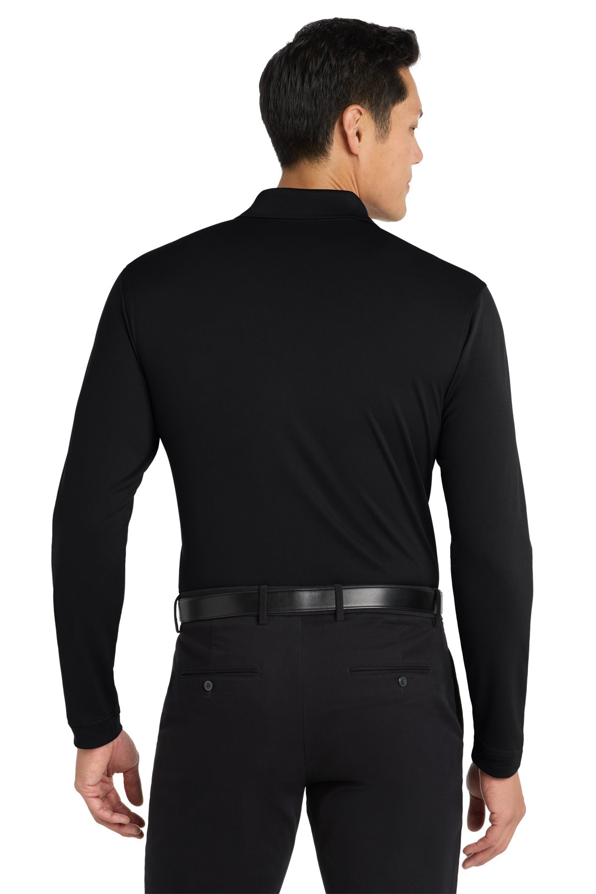 Deep Black Port Authority Dry Zone UV Micro-Mesh Long Sleeve Polo K110LS