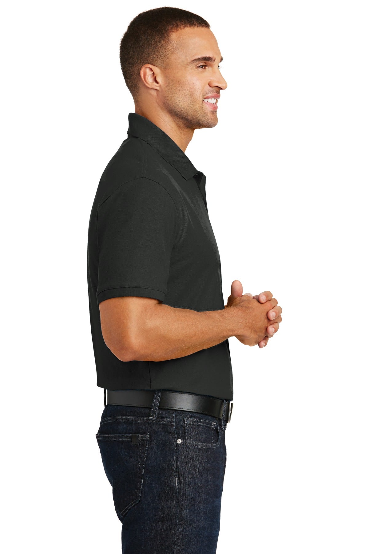 Deep Black Port Authority Tall Core Classic Pique Polo. TLK100