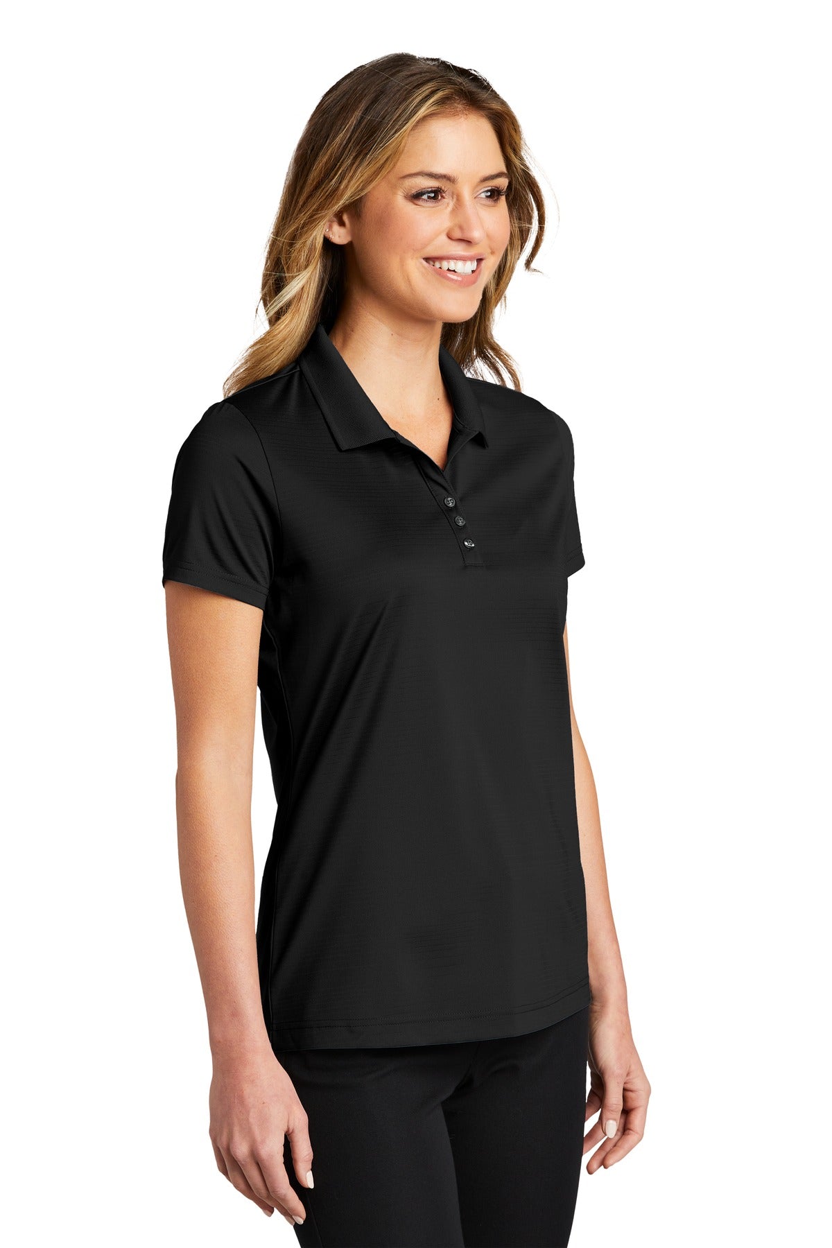 Deep Black Port Authority Women's Eclipse Stretch Polo. LK587
