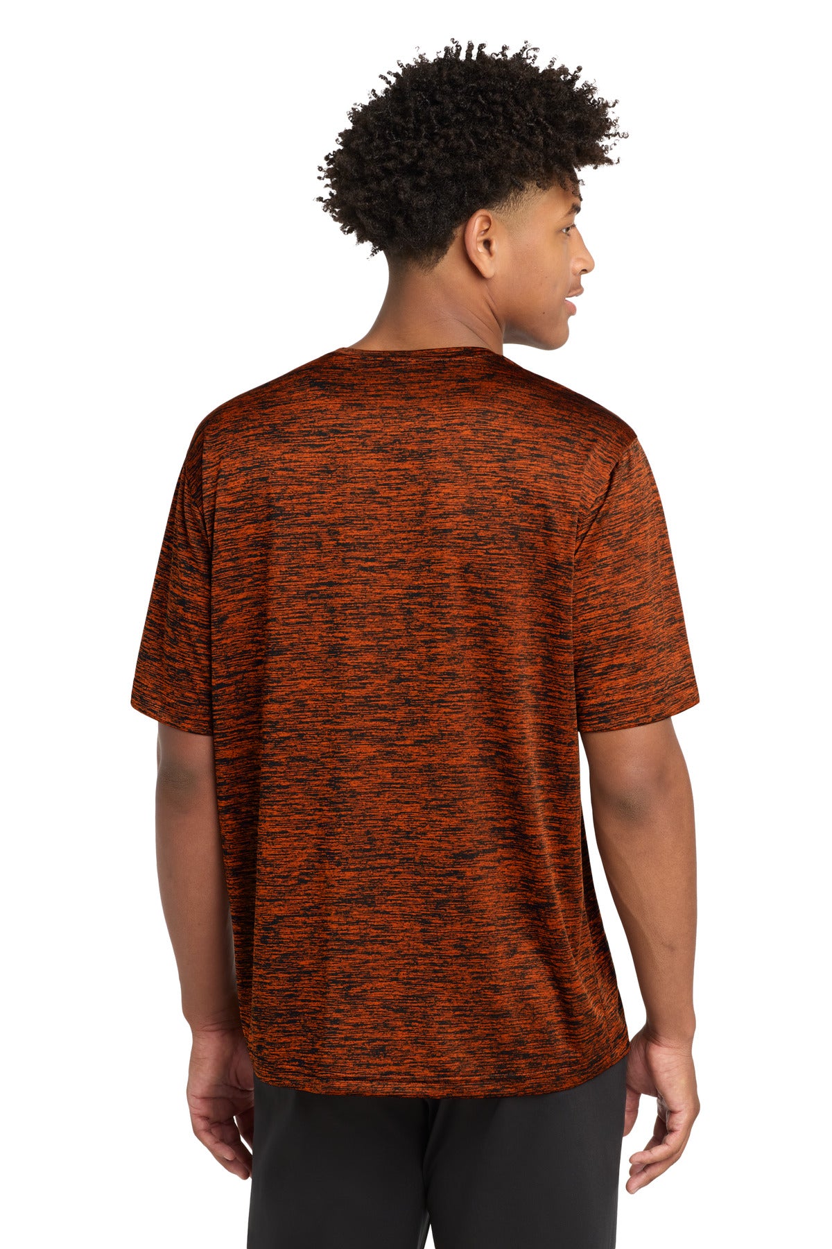Deep Or-Blk El Sport-Tek PosiCharge Electric Heather Tee. ST390