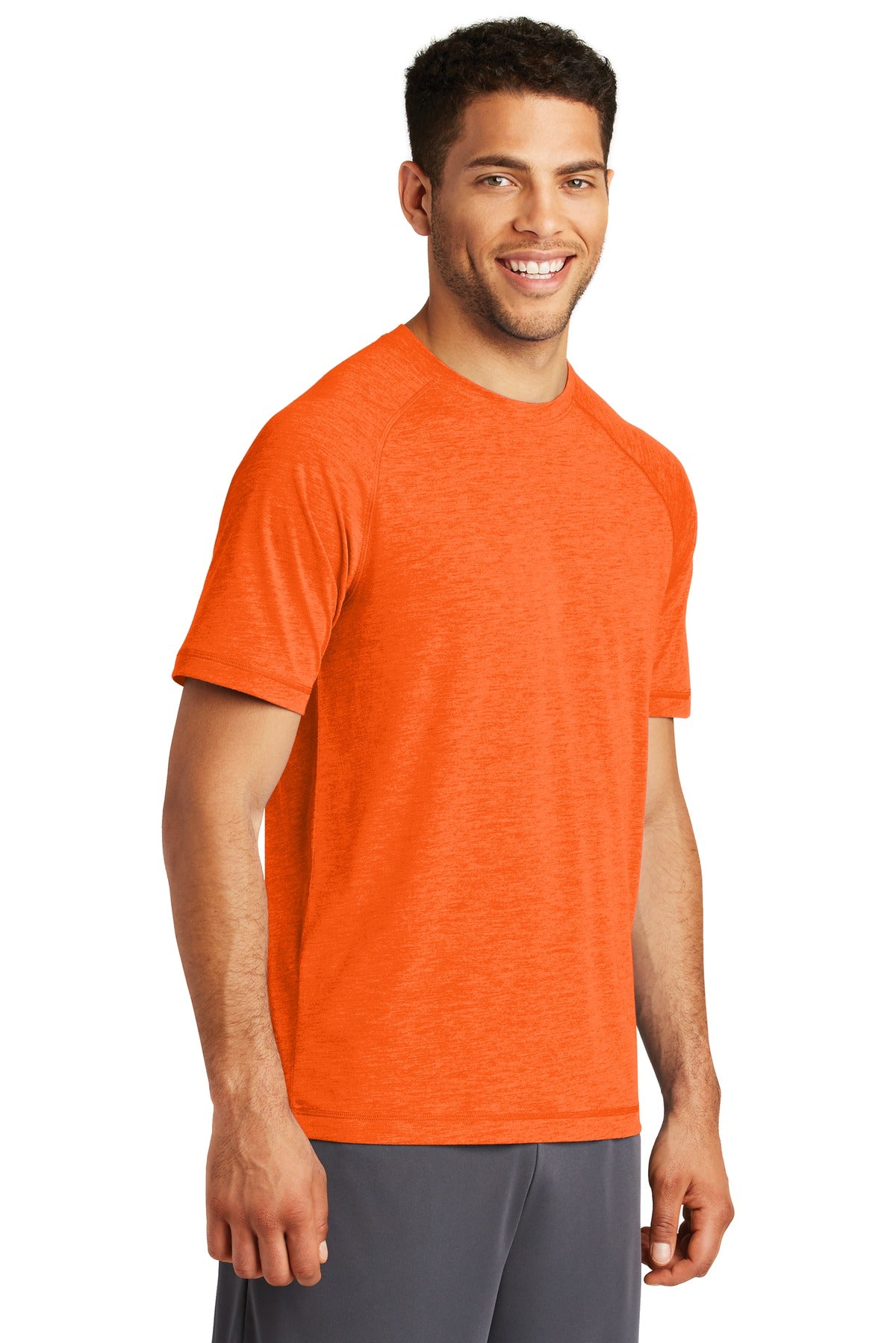 Deep Orange He Sport-Tek PosiCharge Tri-Blend Wicking Raglan Tee. ST400