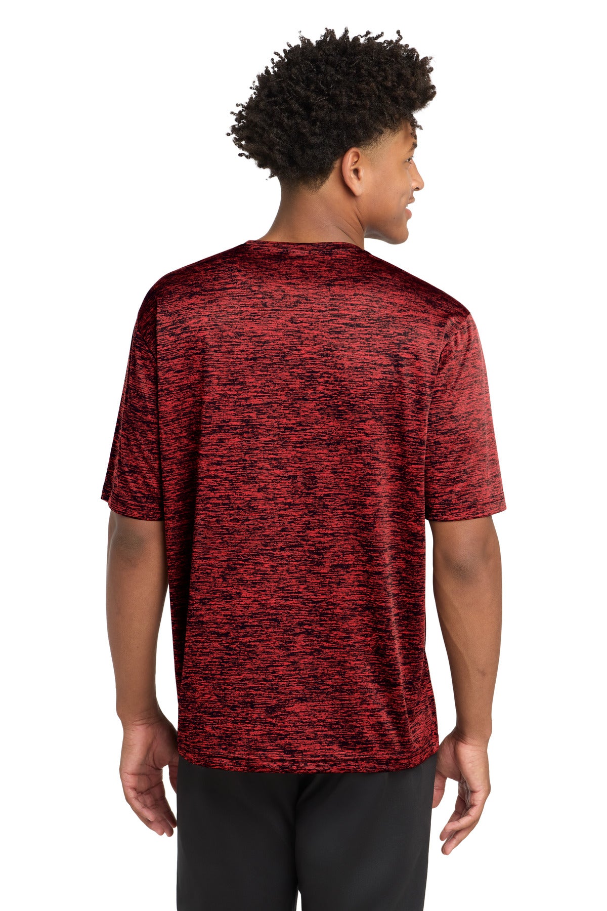 Deep Red-Blk E Sport-Tek PosiCharge Electric Heather Tee. ST390