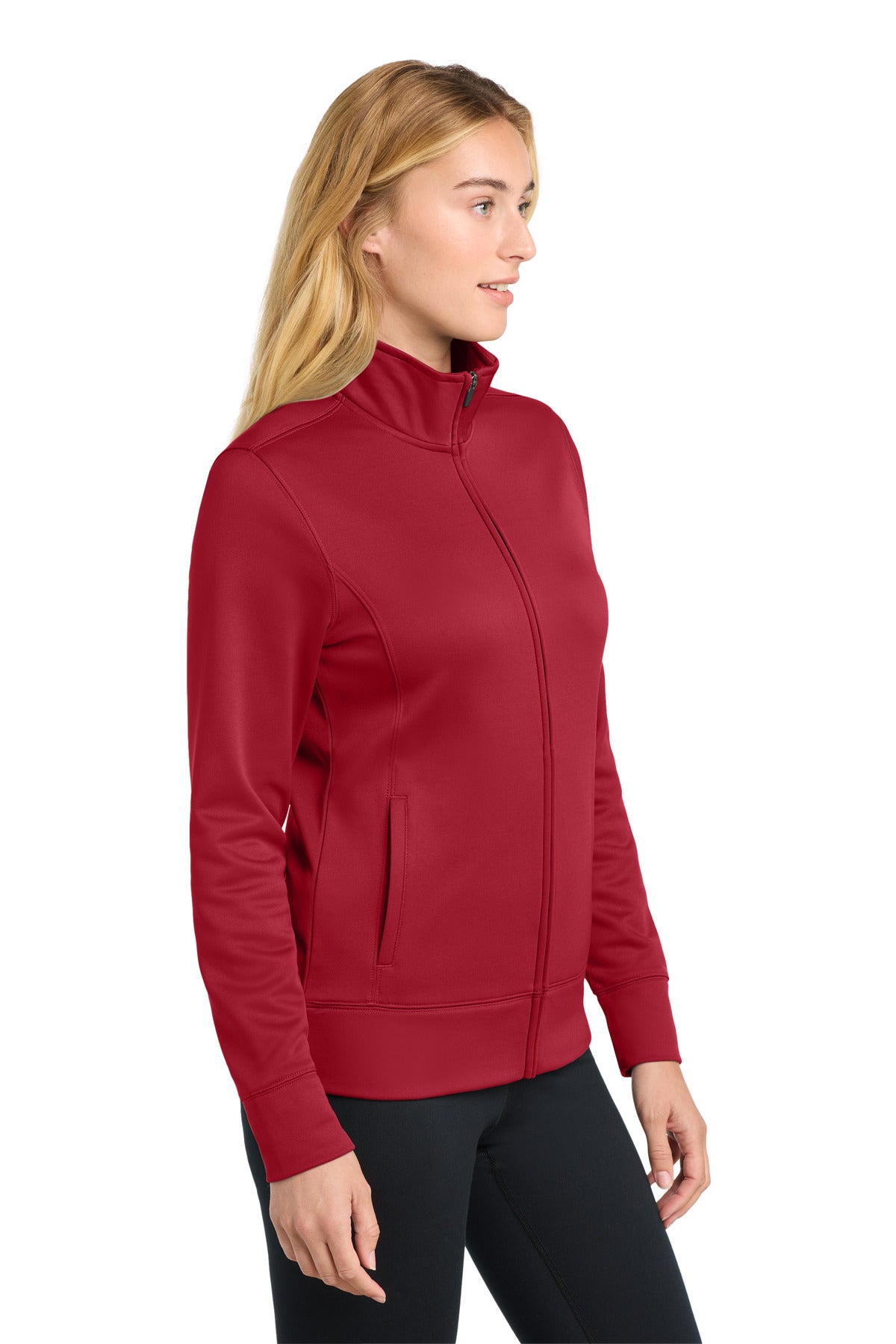 Deep Red Sport-Tek Women's Sport-Wick Fleece Full-Zip Jacket. LST241