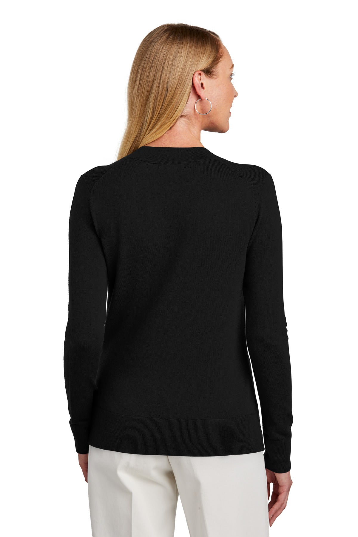 DeepBlack Brooks Brothers Women's Cotton Stretch V-Neck Sweater BB18401