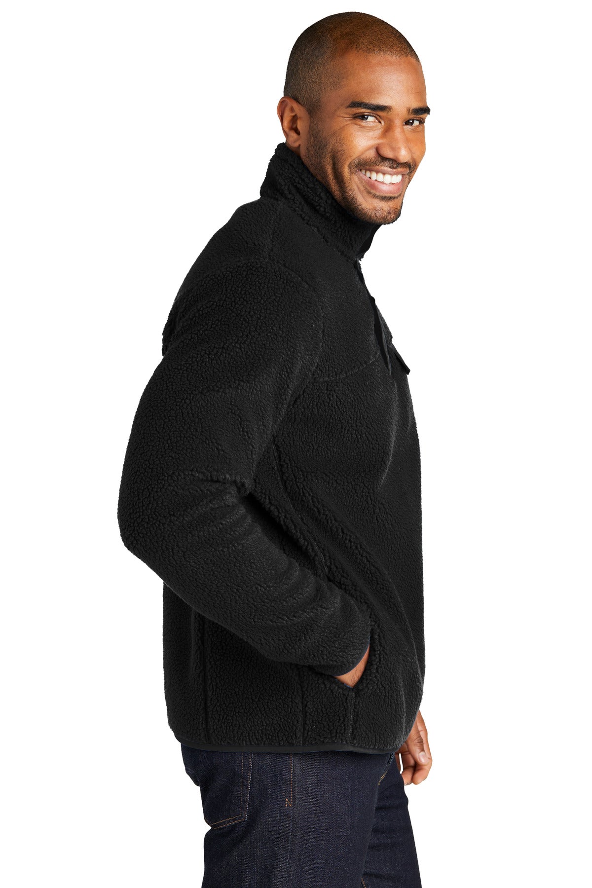 DeepBlack Port Authority Camp Fleece Snap Pullover F140