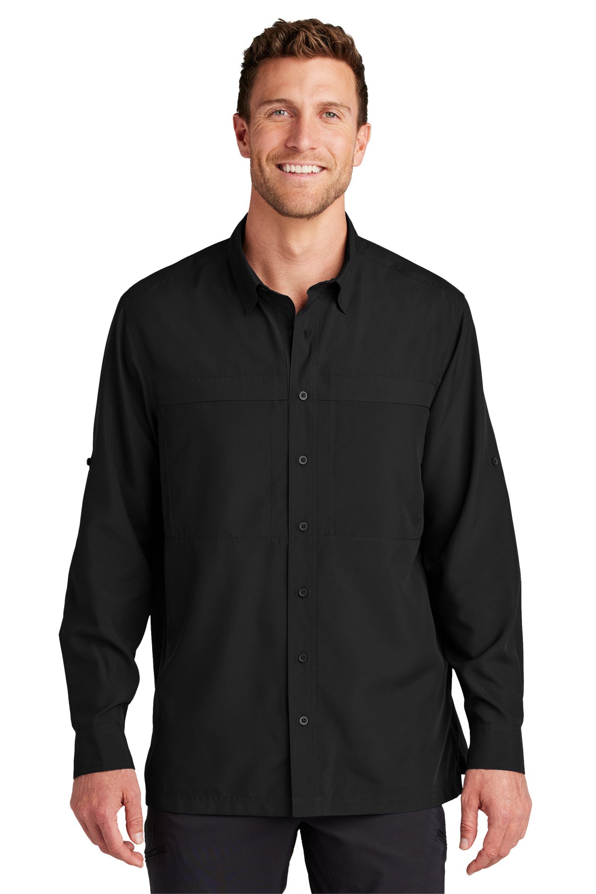 DeepBlack Port Authority Long Sleeve UV Daybreak Shirt W960
