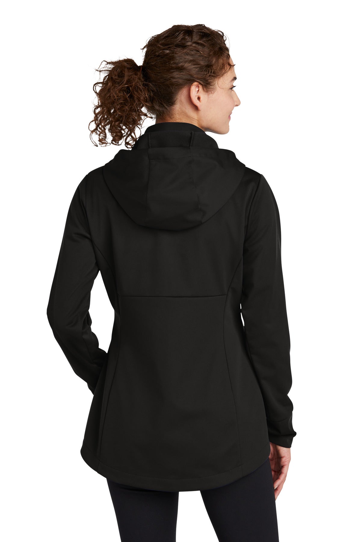DeepBlack Sport-Tek Women's Hooded Soft Shell Jacket LST980