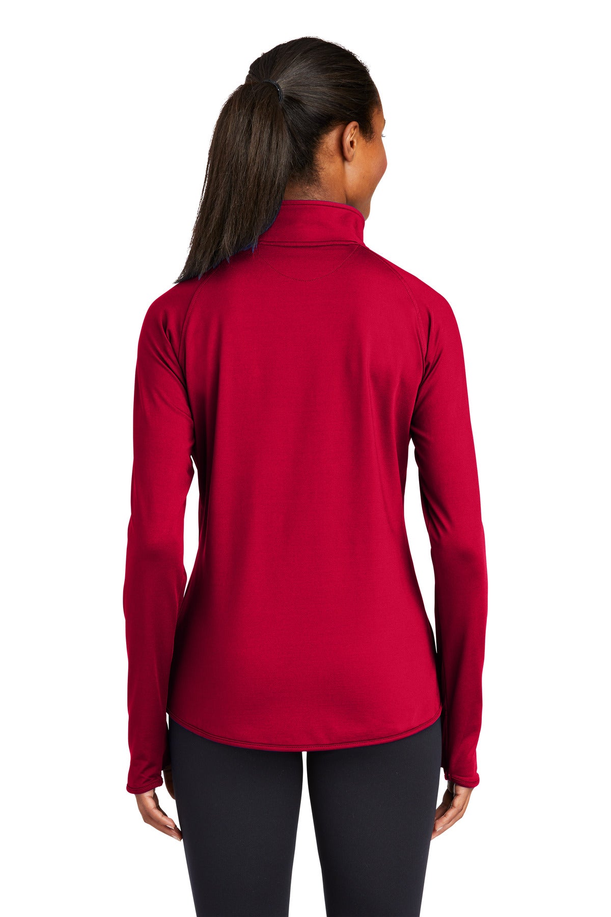 DeepRed Sport-Tek Women's Sport-Wick Stretch 1/4-Zip Pullover. LST850