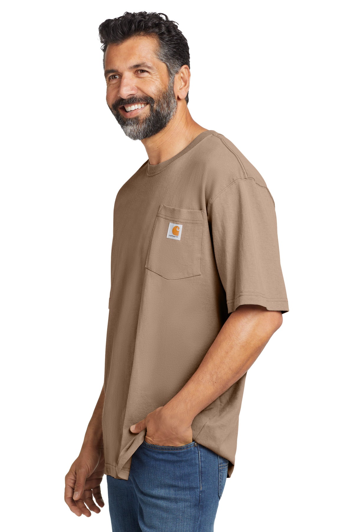 Desert Carhartt Tall Workwear Pocket Short Sleeve T-Shirt. CTTK87