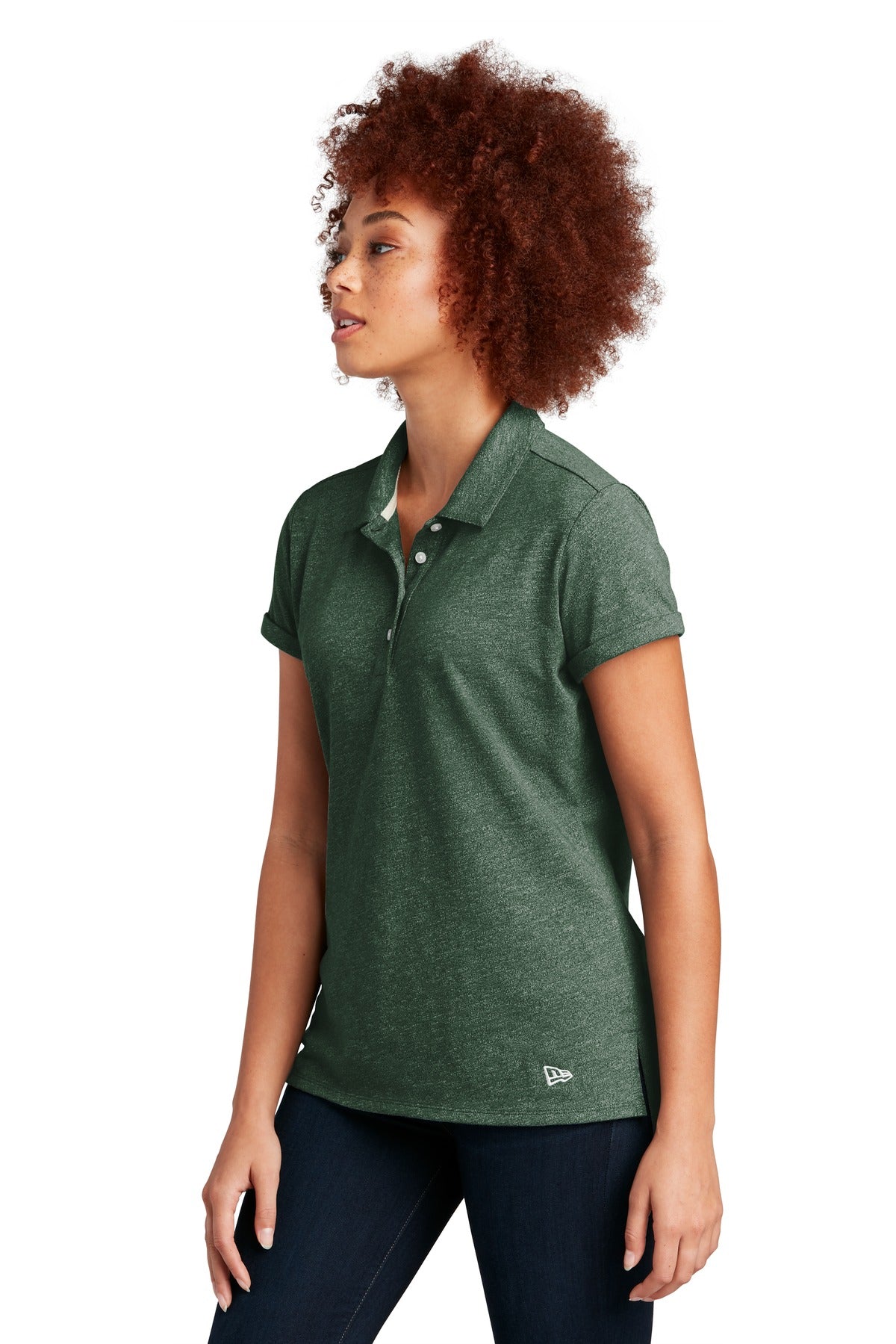 Dk Green Twist New Era Women's Slub Twist Polo LNEA301