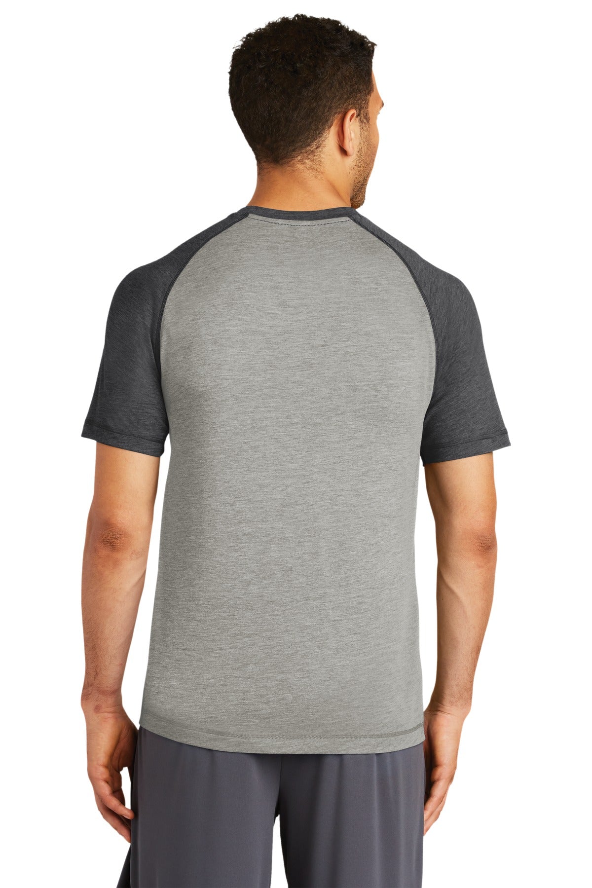 Dk Gry He/LGH Sport-Tek PosiCharge Tri-Blend Wicking Raglan Tee. ST400