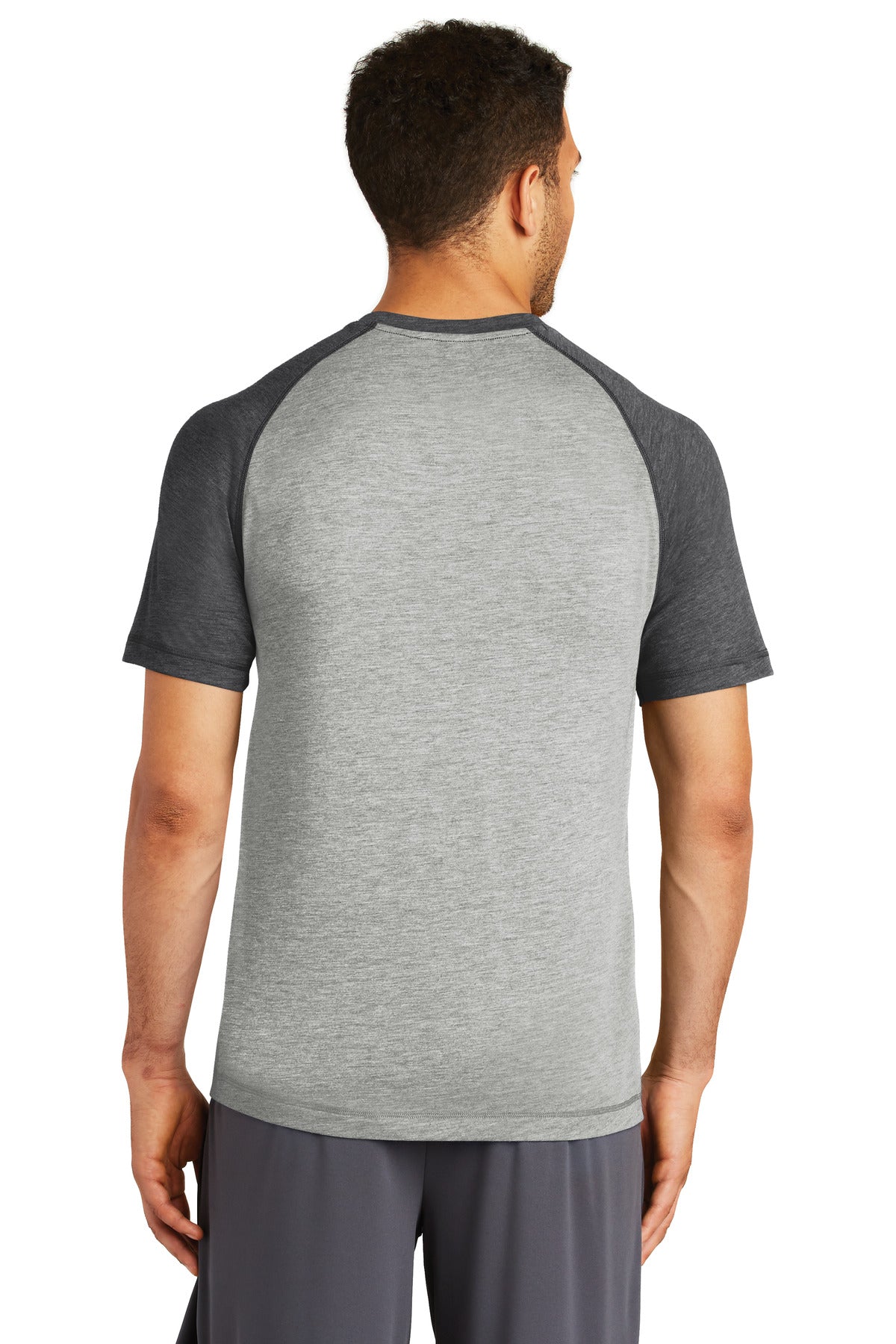 Dk Gry He/LGH Sport-Tek PosiCharge Tri-Blend Wicking Raglan Tee. ST400