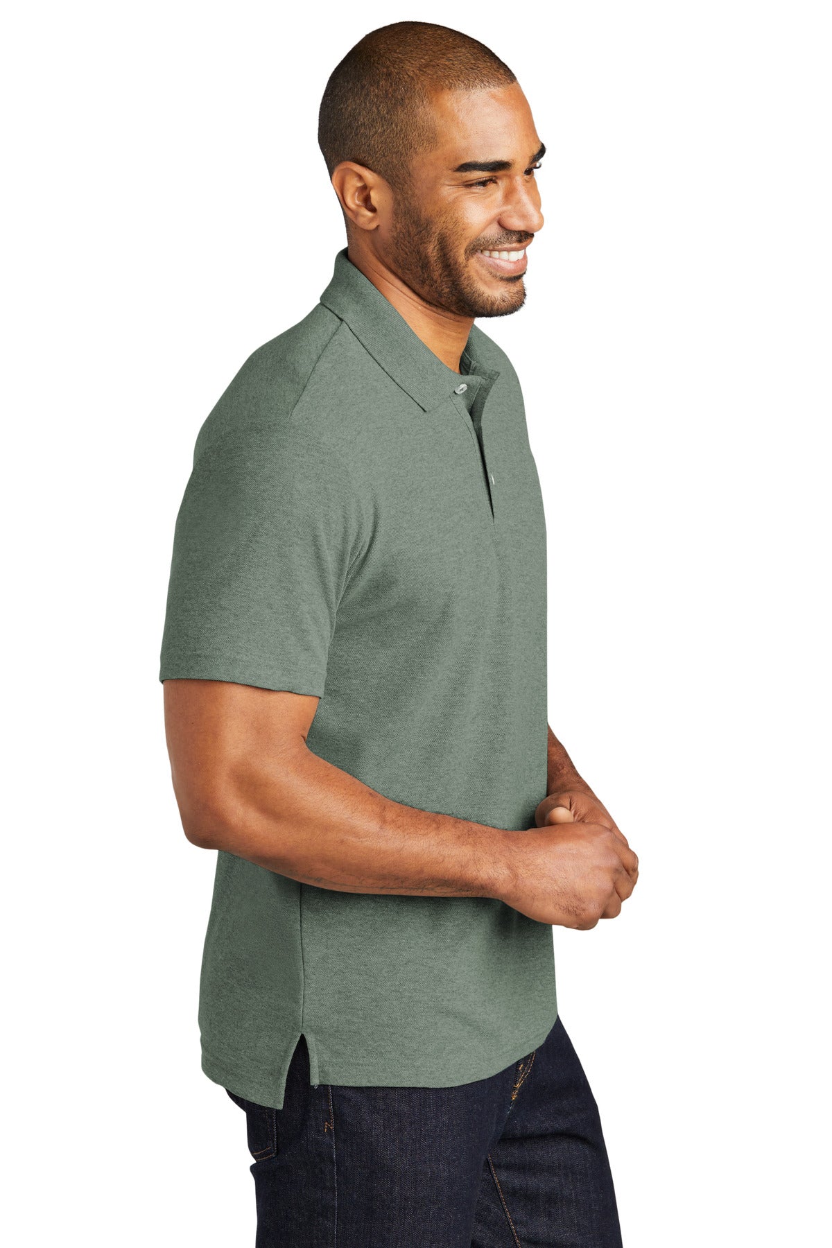 DkGreenHt Port Authority C-FREE Cotton Blend Pique Polo K867
