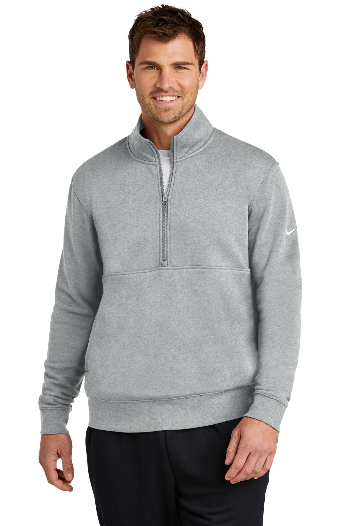 DkGyHthr Nike Club Fleece Sleeve Swoosh 1/2-Zip NKDX6718