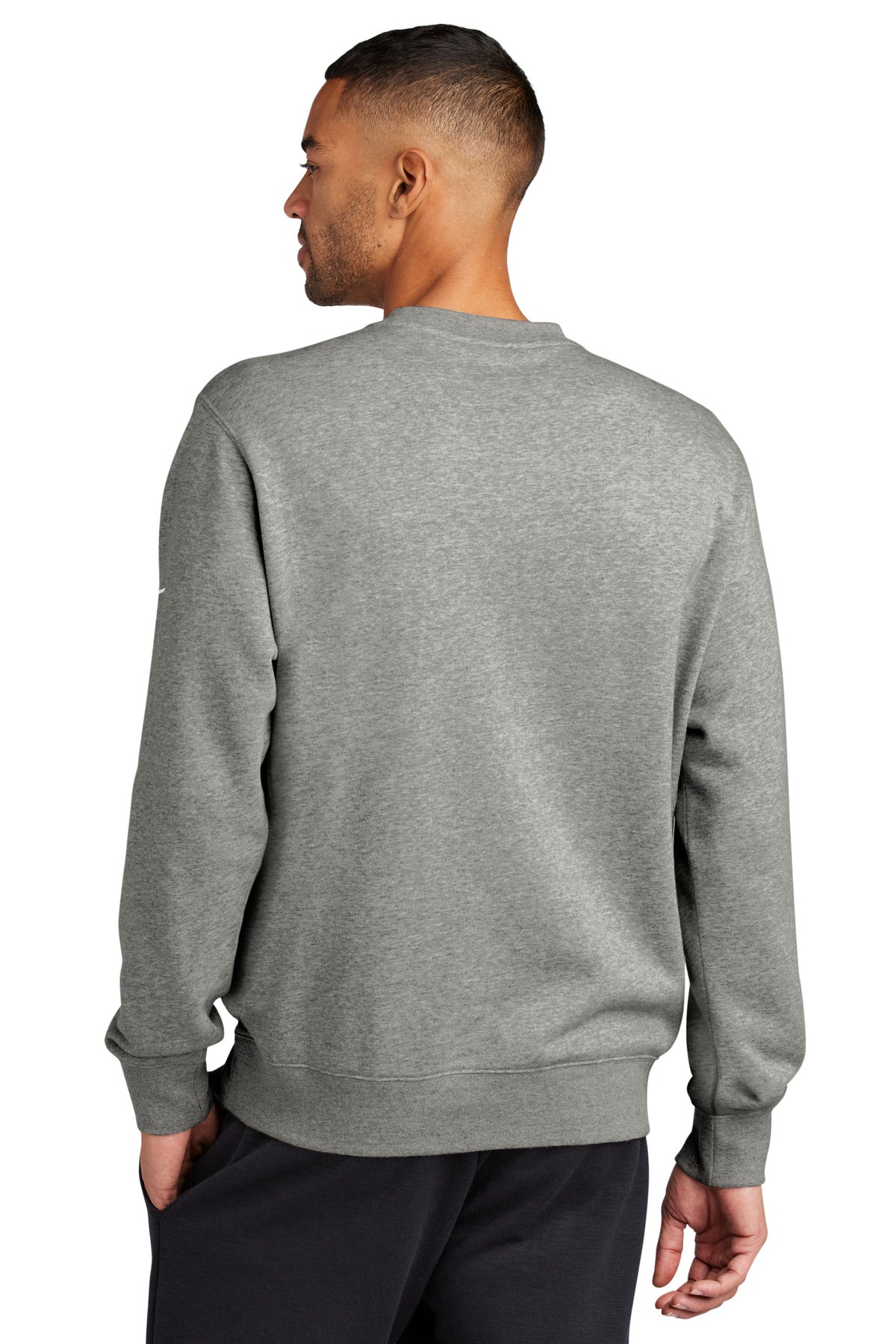 DkGyHthr Nike Club Fleece Sleeve Swoosh Crew NKFD9863