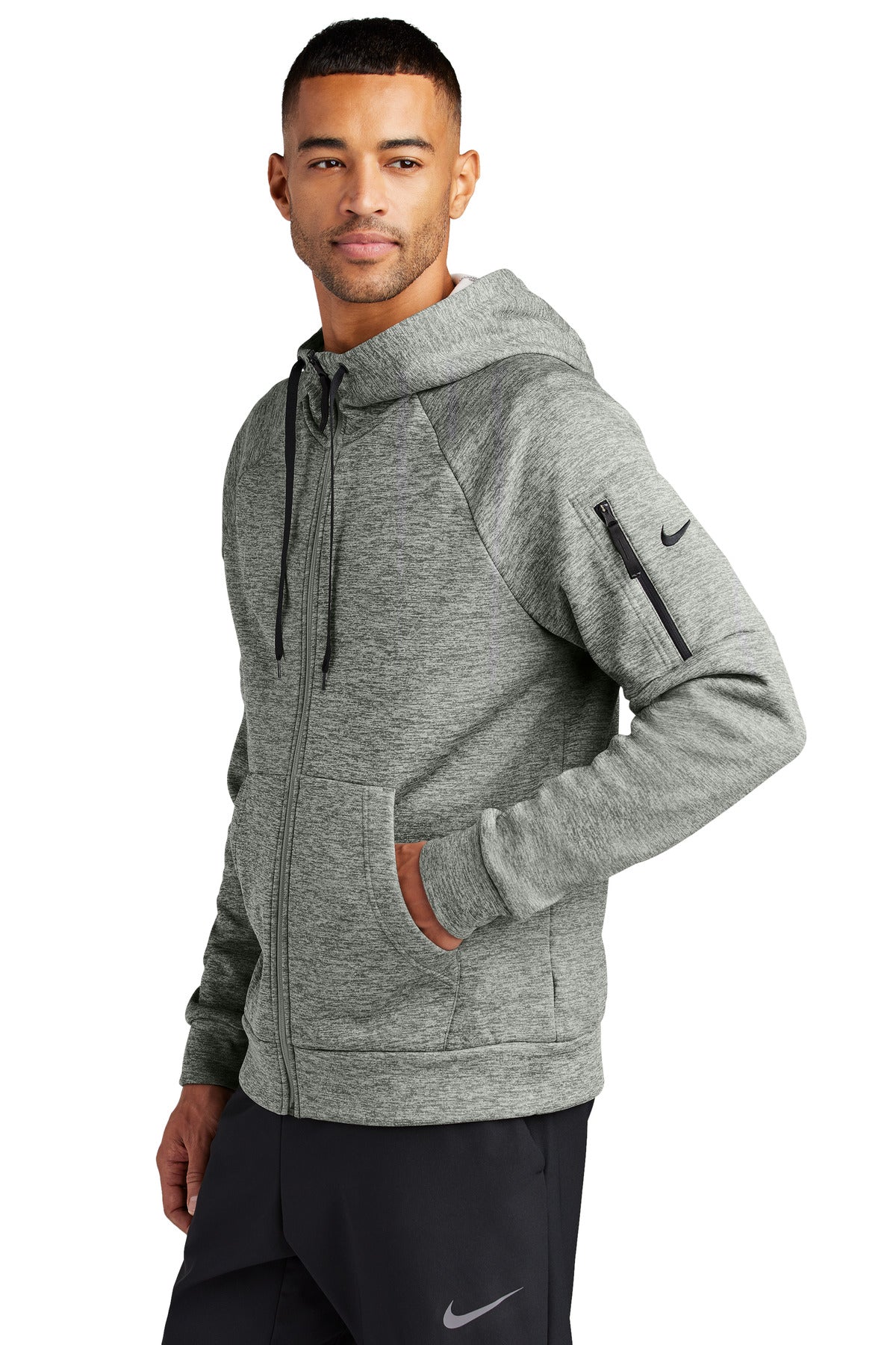 DkGyHthr Nike Therma-FIT Pocket Full-Zip Fleece Hoodie NKFD9859