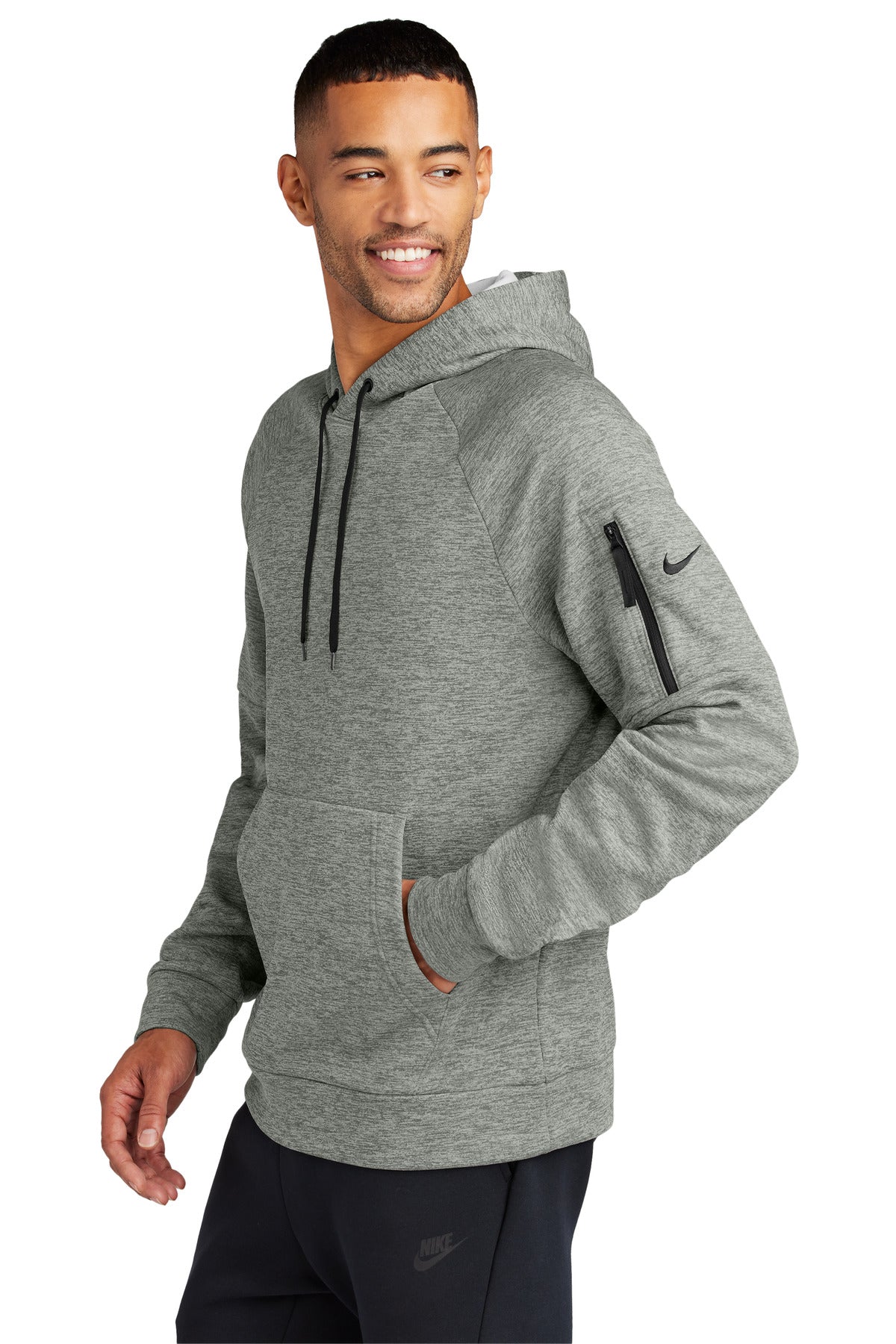 DkGyHthr Nike Therma-FIT Pocket Pullover Fleece Hoodie NKFD9735