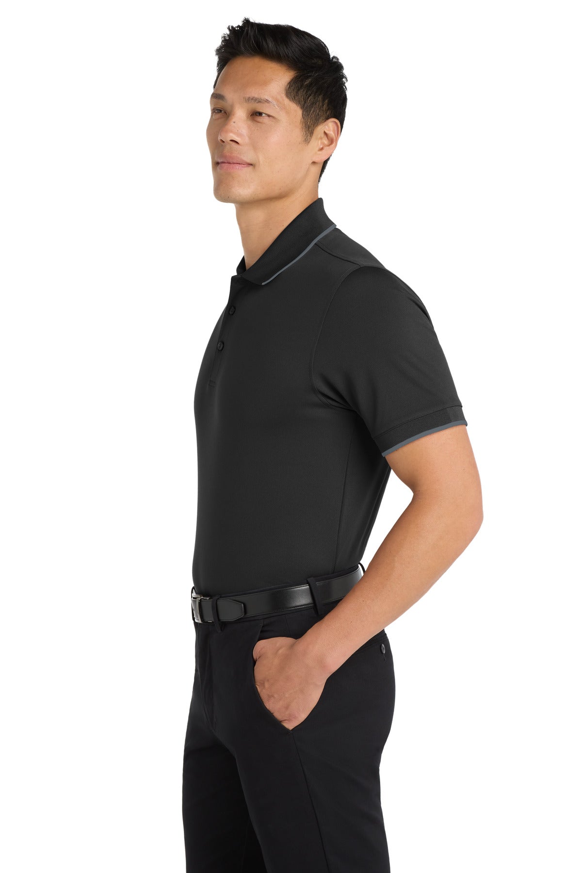 Dp Black/Graph Port Authority Dry Zone UV Micro-Mesh Tipped Polo. K111