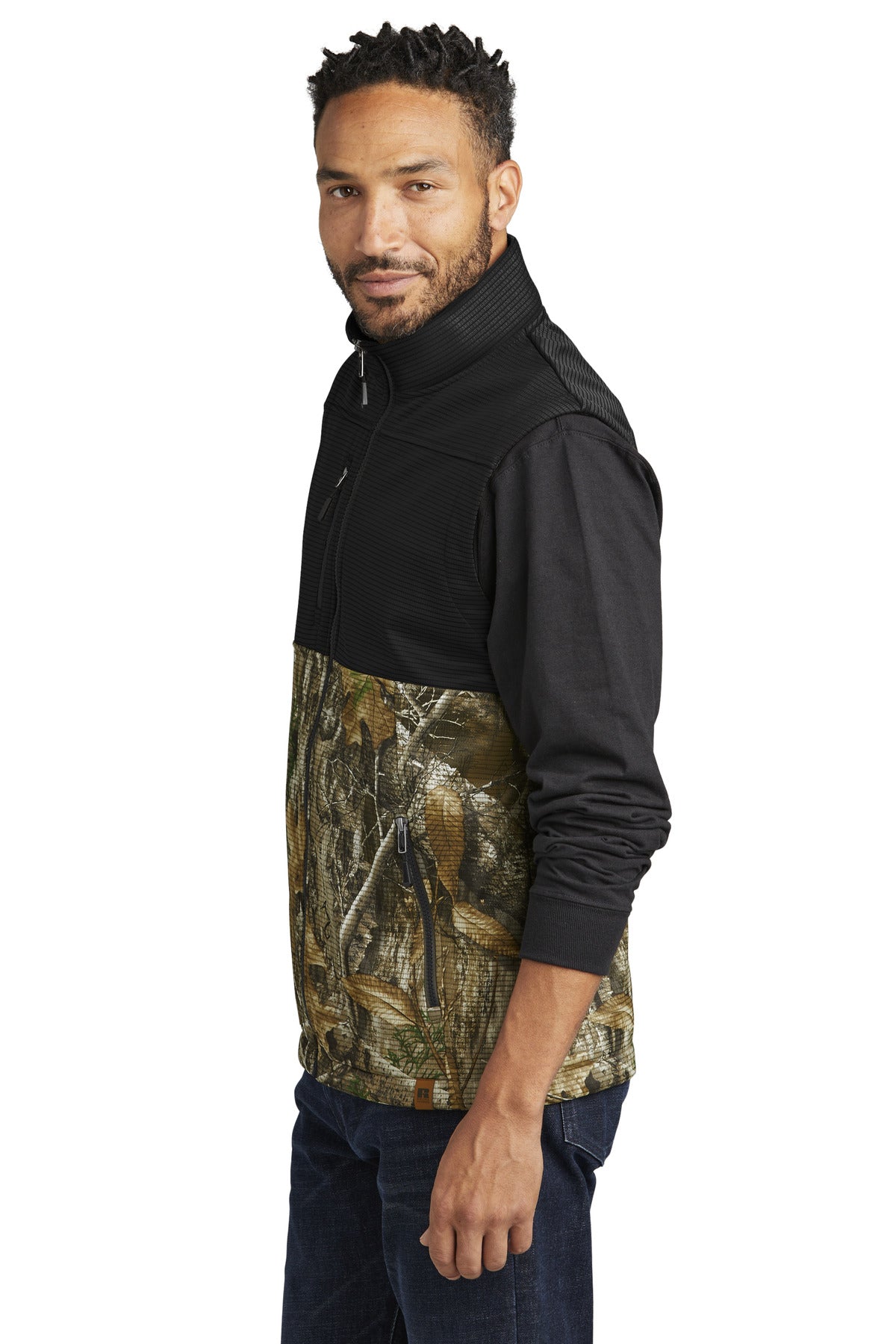 DpBlk/RTEd Russell Outdoors Realtree Atlas Colorblock Soft Shell Vest RU604