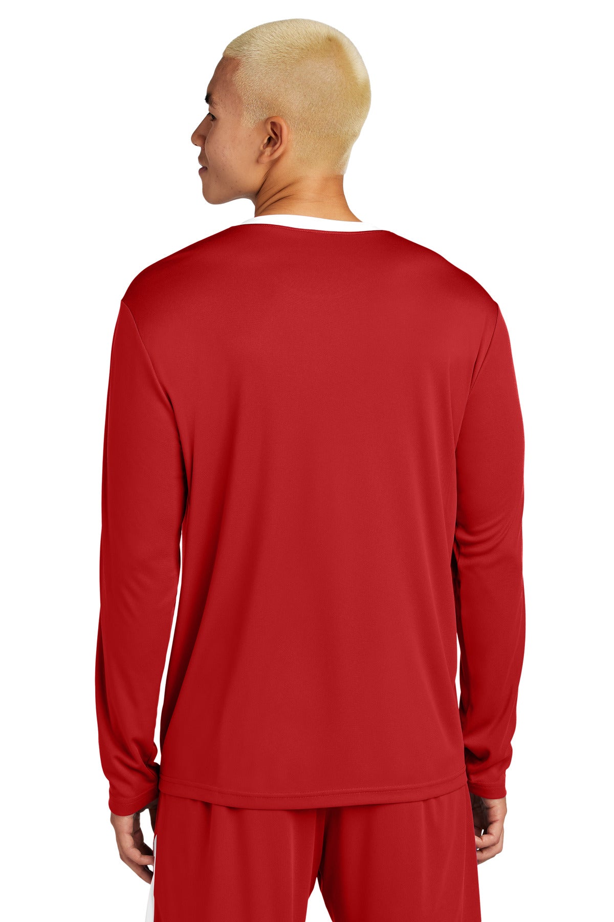 DpRd/Wht Sport-Tek Competitor United Long Sleeve Crew ST100LS