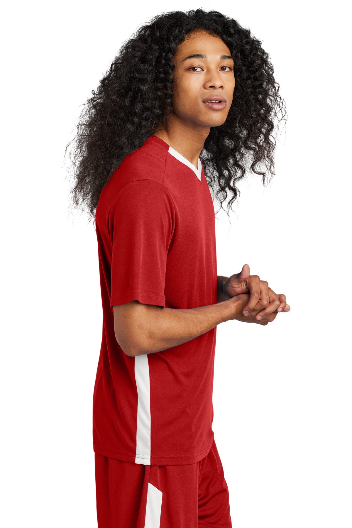 DpRd/Wht Sport-Tek Competitor United V-Neck ST101