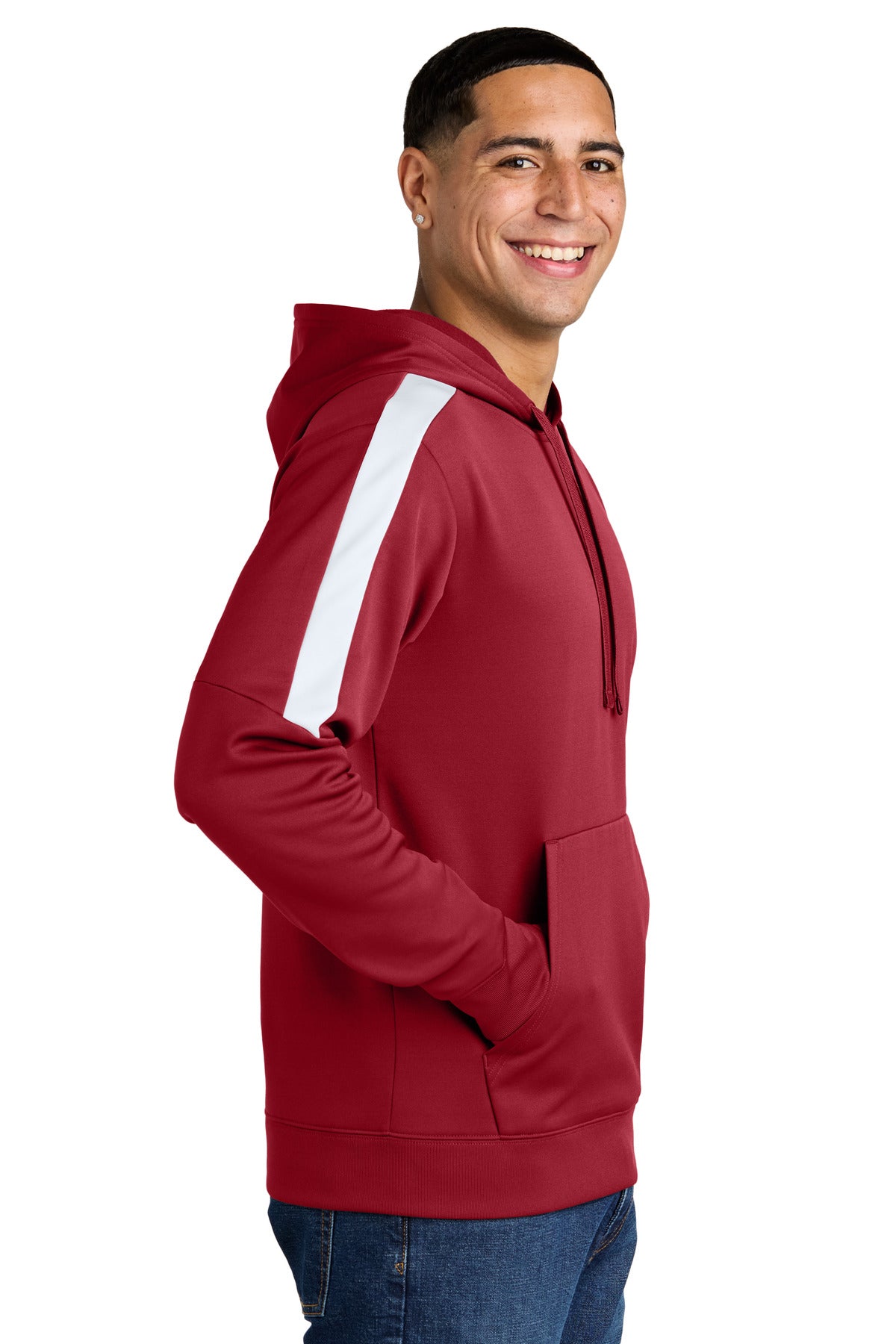 DpRd/Wht Sport-Tek Sport-Wick Fleece United Pullover Hoodie ST255