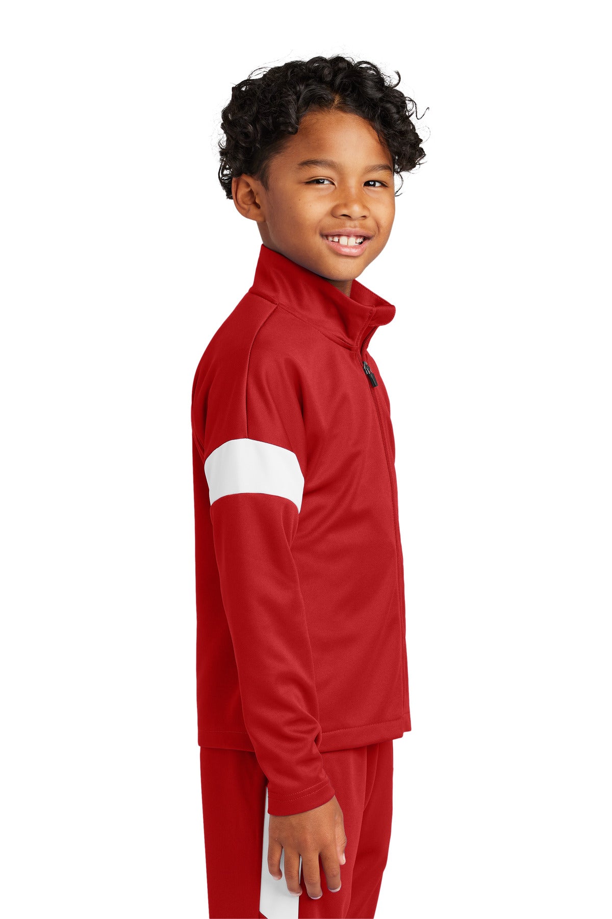 DpRd/Wht Sport-Tek Youth Travel Full-Zip Jacket YST800