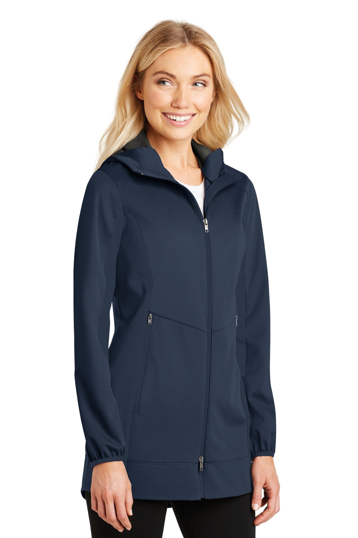 Dress Blue Nvy Port Authority Women's Active Hooded Soft Shell Jacket. L719