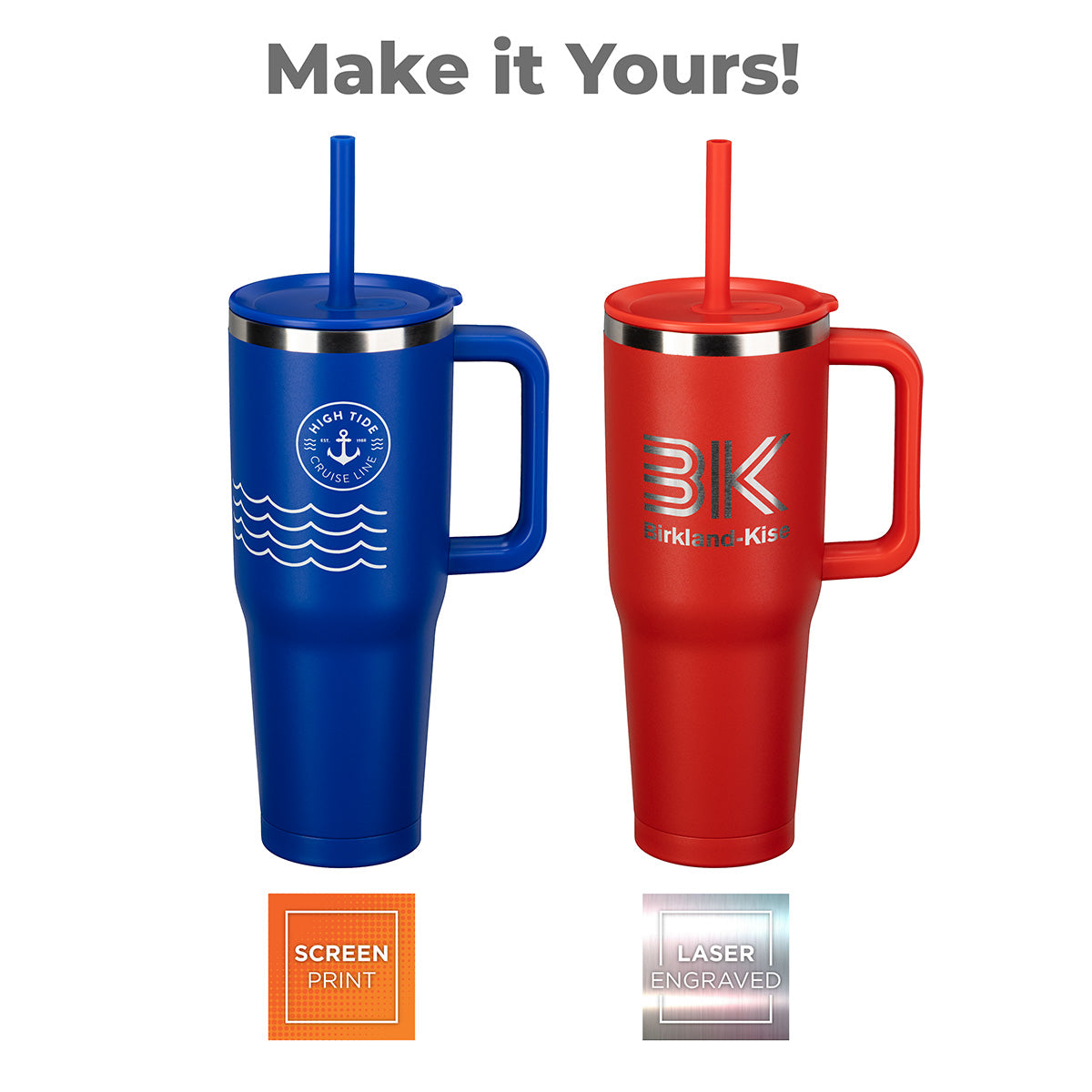 Birch SENSO® Summit 40 oz Insulated Stainless Steel Travel Mug with Press-In Straw Lid