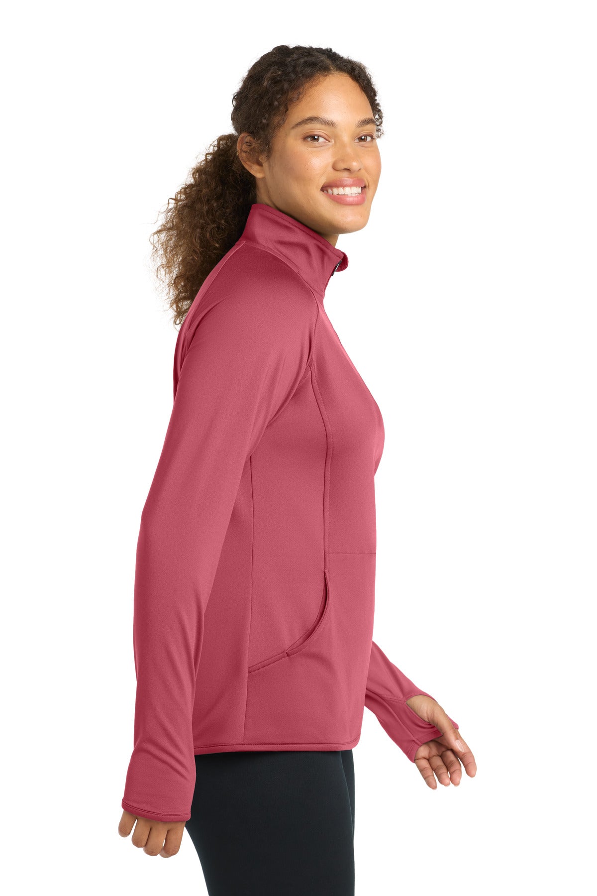 Dusty Rose Sport-Tek Women's Sport-Wick Stretch 1/4-Zip Pullover. LST850