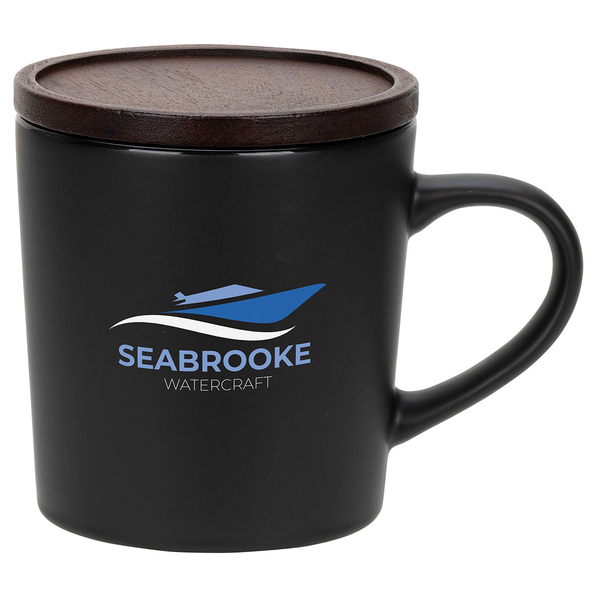 Black Circo 16 oz Ceramic Mug with Wooden Lid