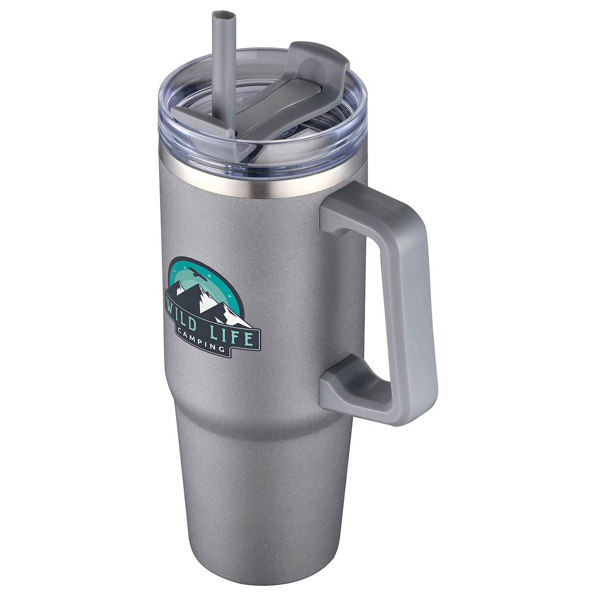 Aqua Blue Milo 30 oz Vacuum Insulated Stainless Steel Mug with Straw