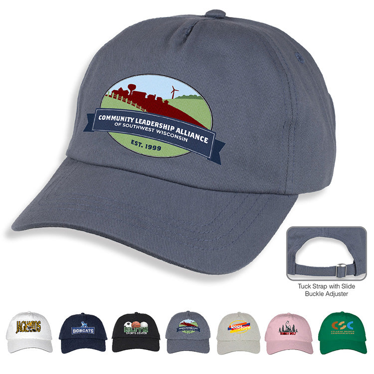 “CAMPBELL” 5-Panel “Dad” Hat with Tuck Strap & Slide Buckle Adjuster
