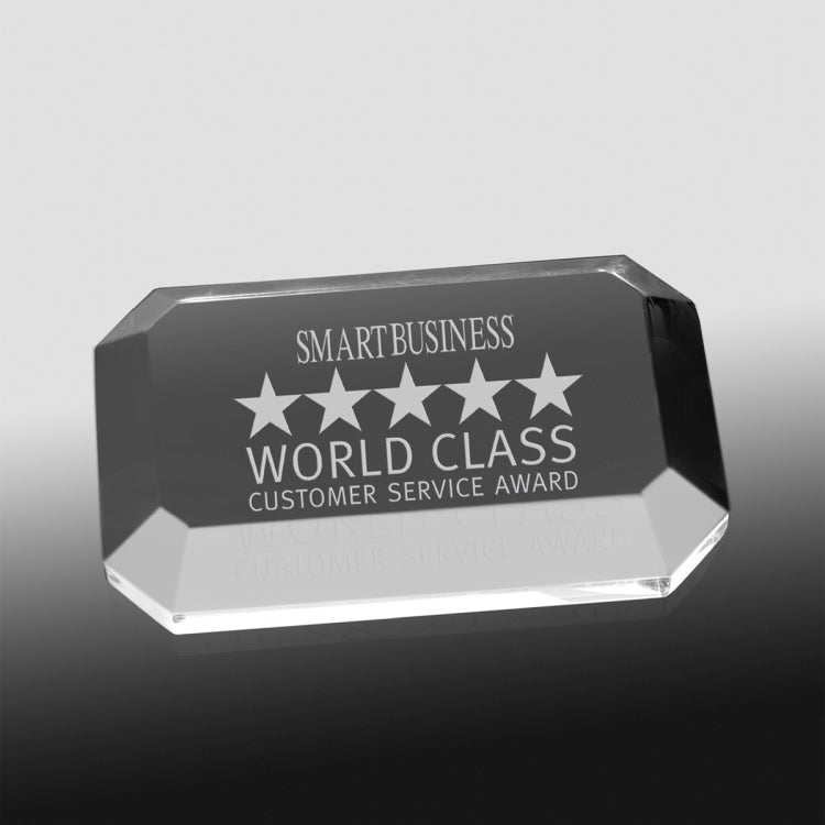 Laser Engraved Acrylic Beveled Edge Rectangle Paperweight (4"x 2 1/2"x 3/4")