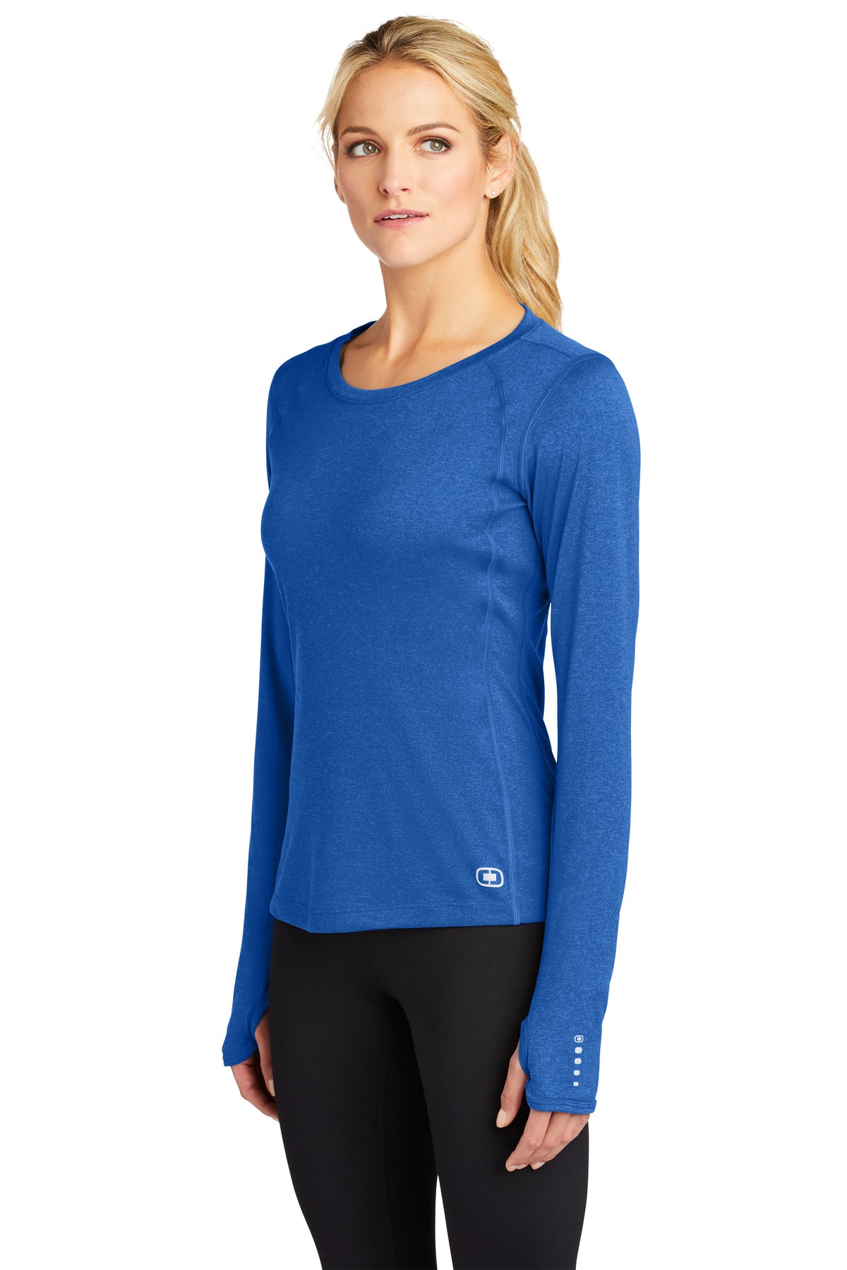 Electric Blue OGIO Women's Long Sleeve Pulse Crew. LOE321