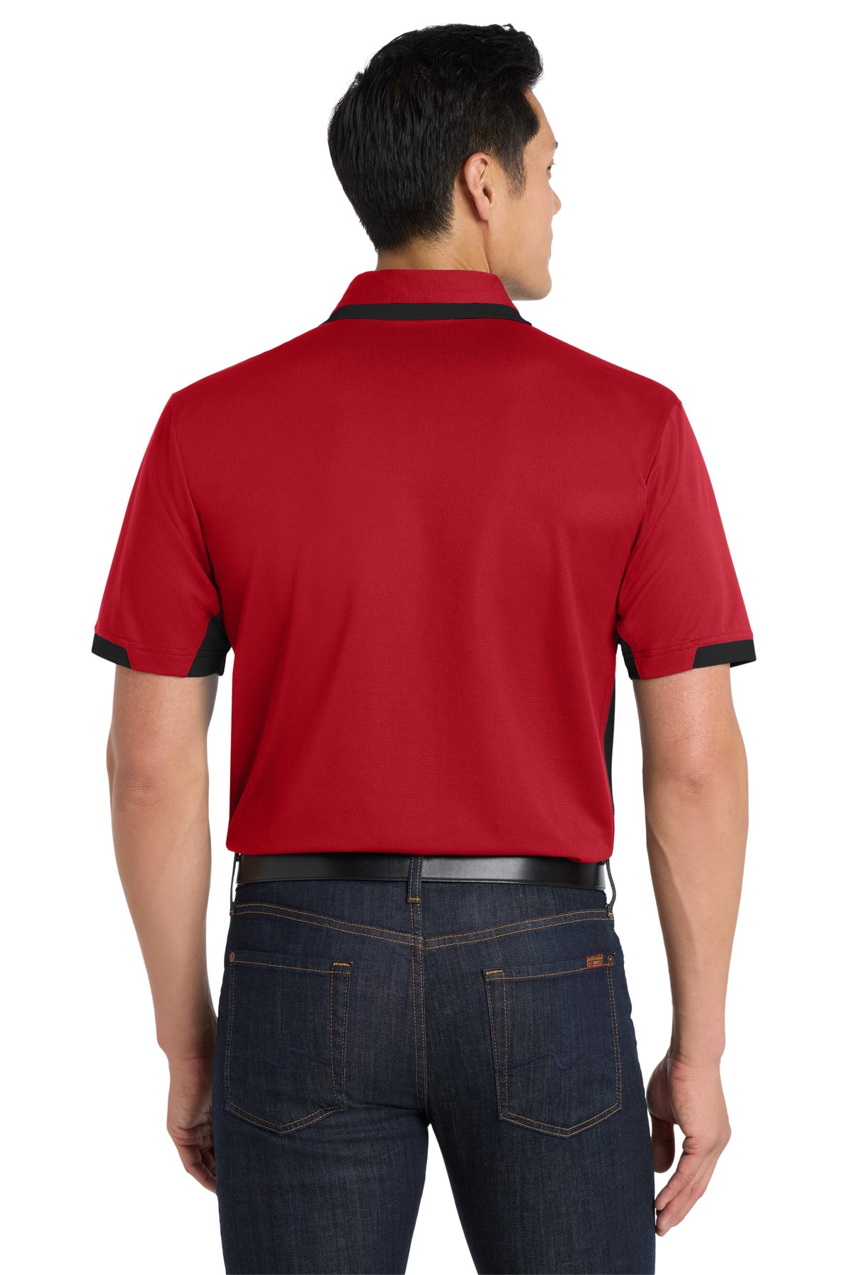 Engine Red/Blk Port Authority Dry Zone Colorblock Ottoman Polo. K524