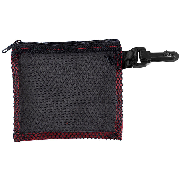 “TechMesh Charge” Mobile Tech Earbud and Charger Kit in Mesh Zipper Pouch Components inserted into Z